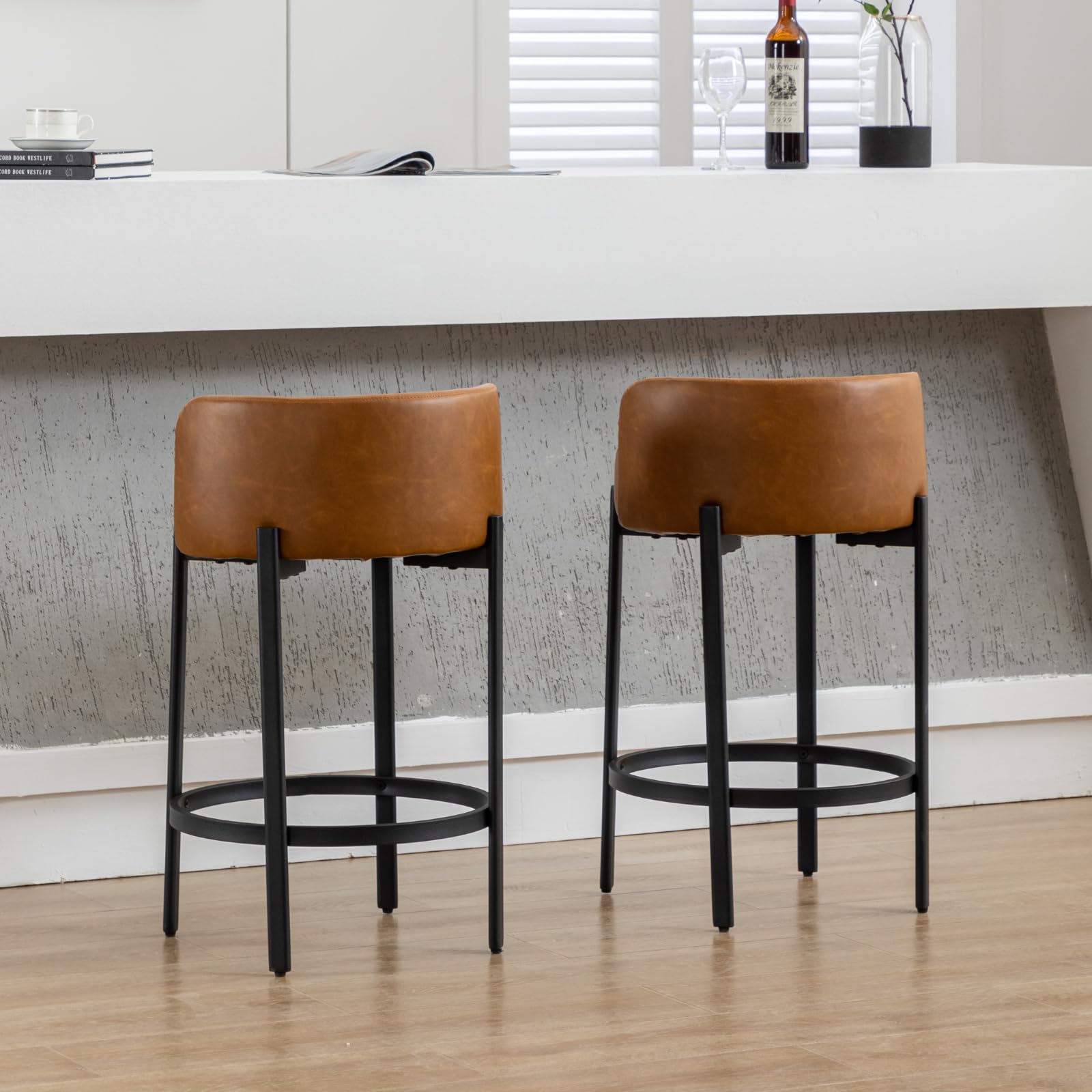 VESCASA 26"H Low Back Counter Height Bar Stools Set of 2 - 5108CS