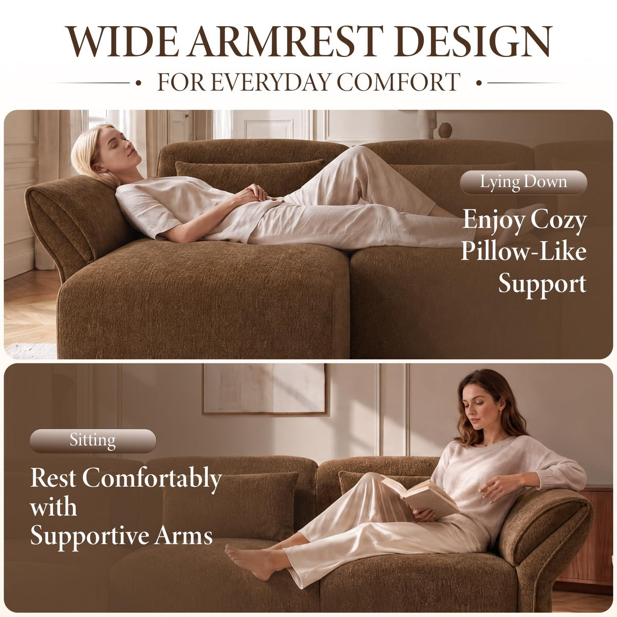 Chenille Modular Sectional Sofa with Deep Seats and Ottoman