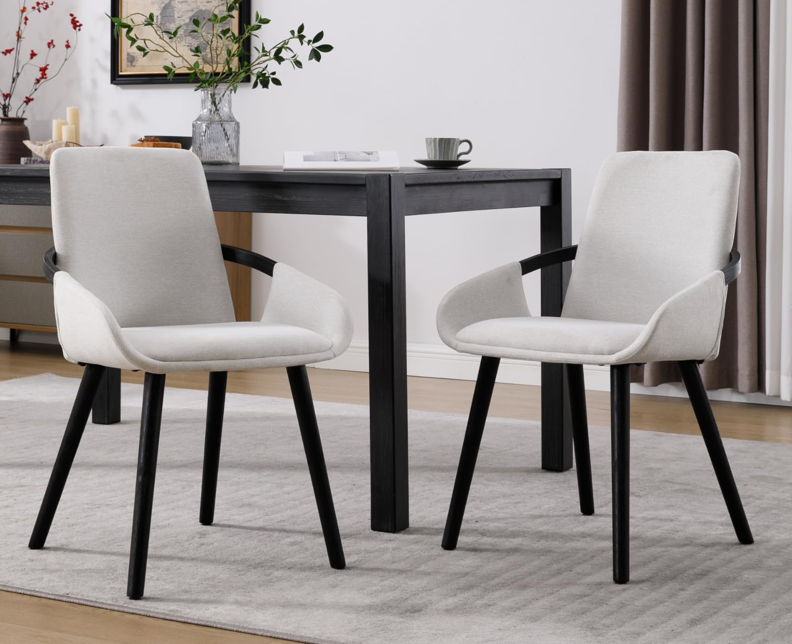 EALSON Mid Century Upholstered Linen Dining Chairs Set of 2 - 6162