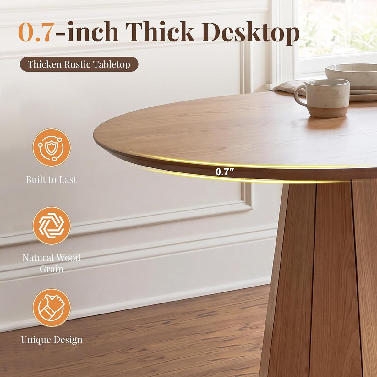 71" Oval Farmhouse Pedestal Dining Table for 6-8