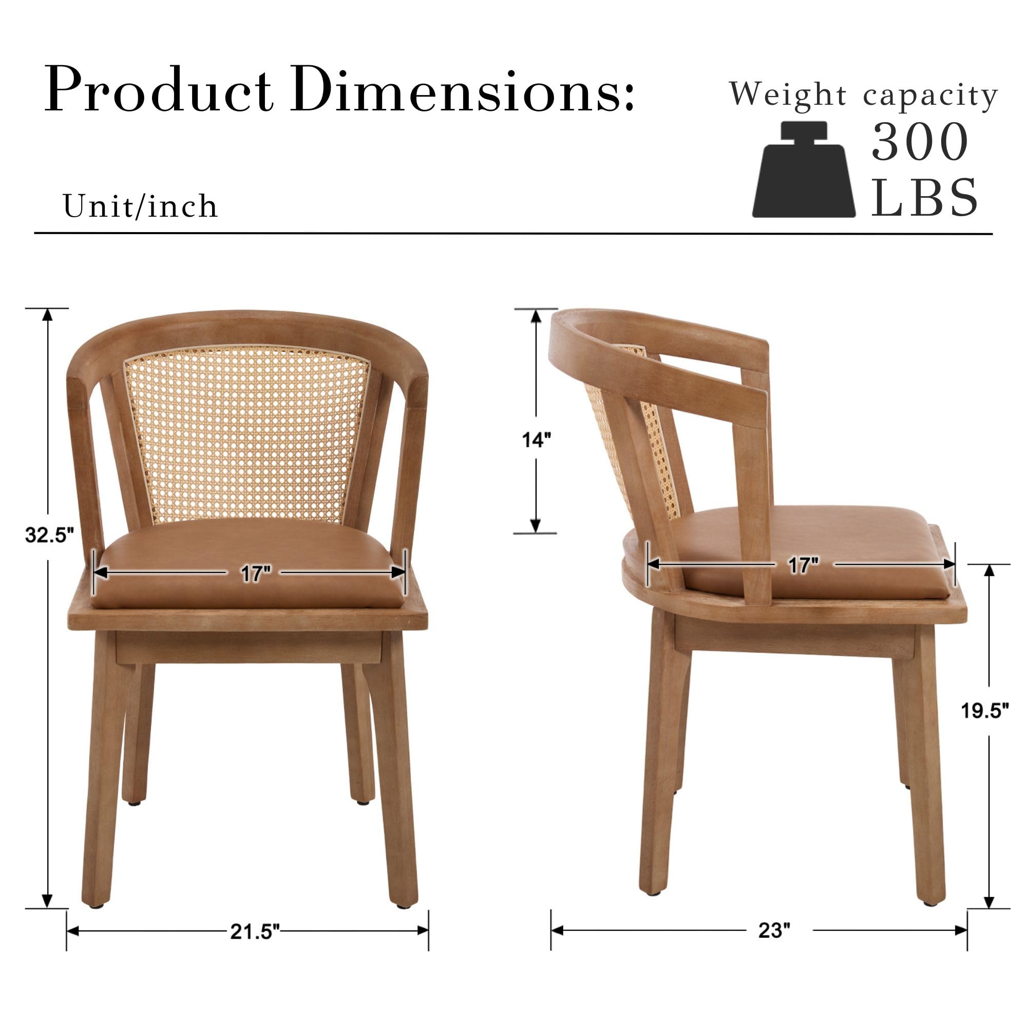 Janoray Dining Chairs with Cane Woven Back Set of 2 - 10085DC