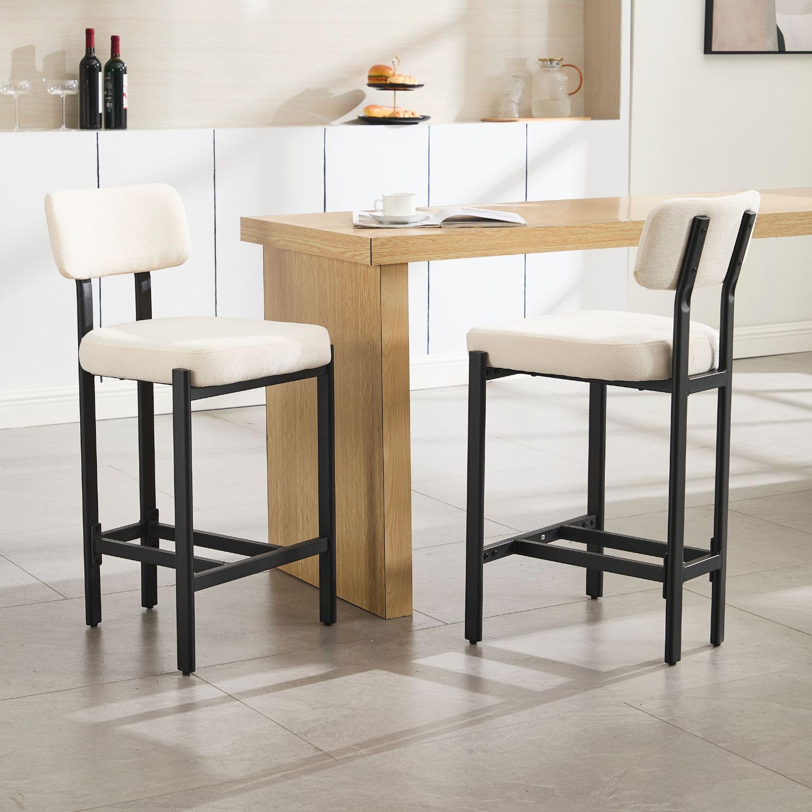 VESCASA 26"H Leather Counter Stools stools  Set of 2 - 24807CS