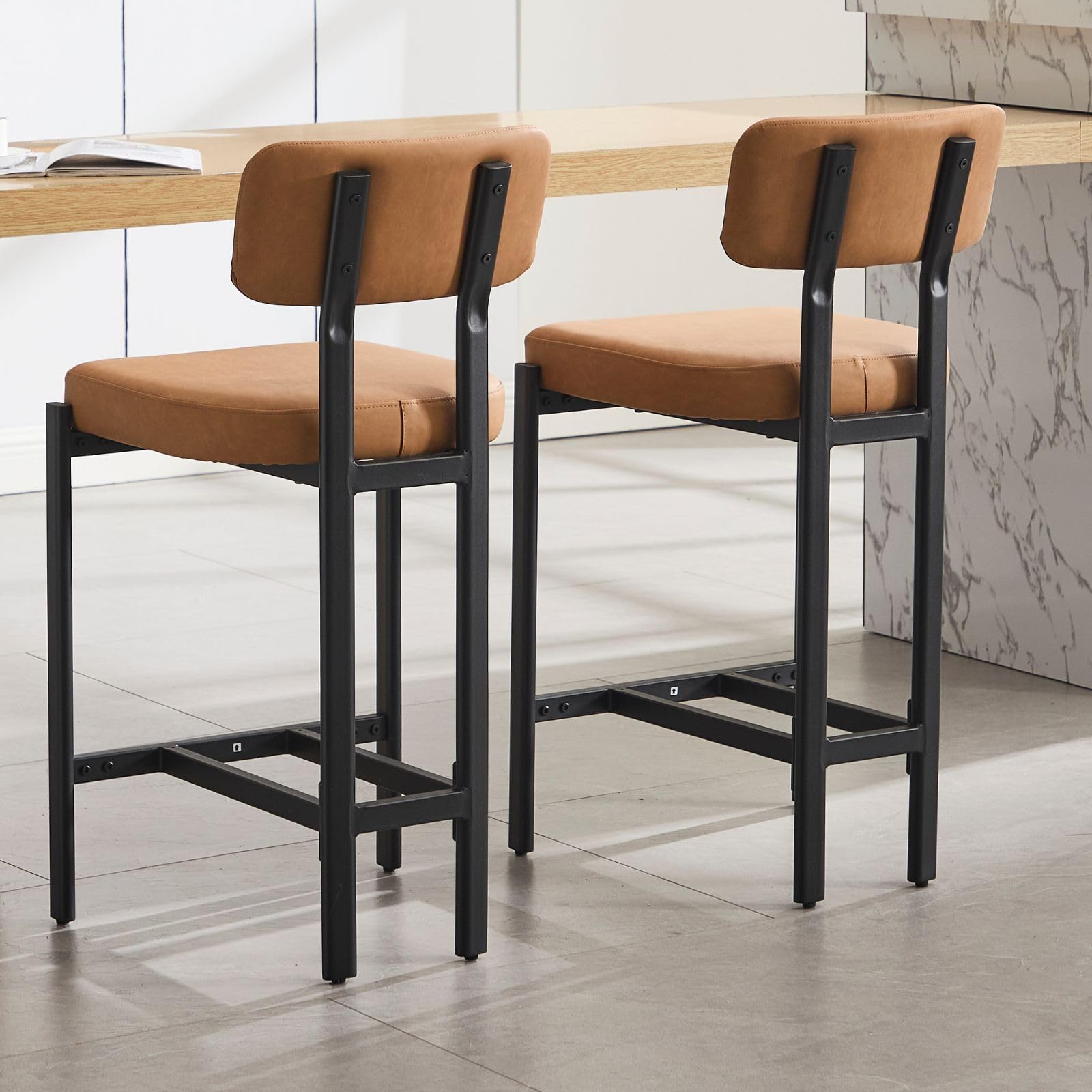 VESCASA 26"H Leather Counter Stools stools  Set of 2 - 24807CS