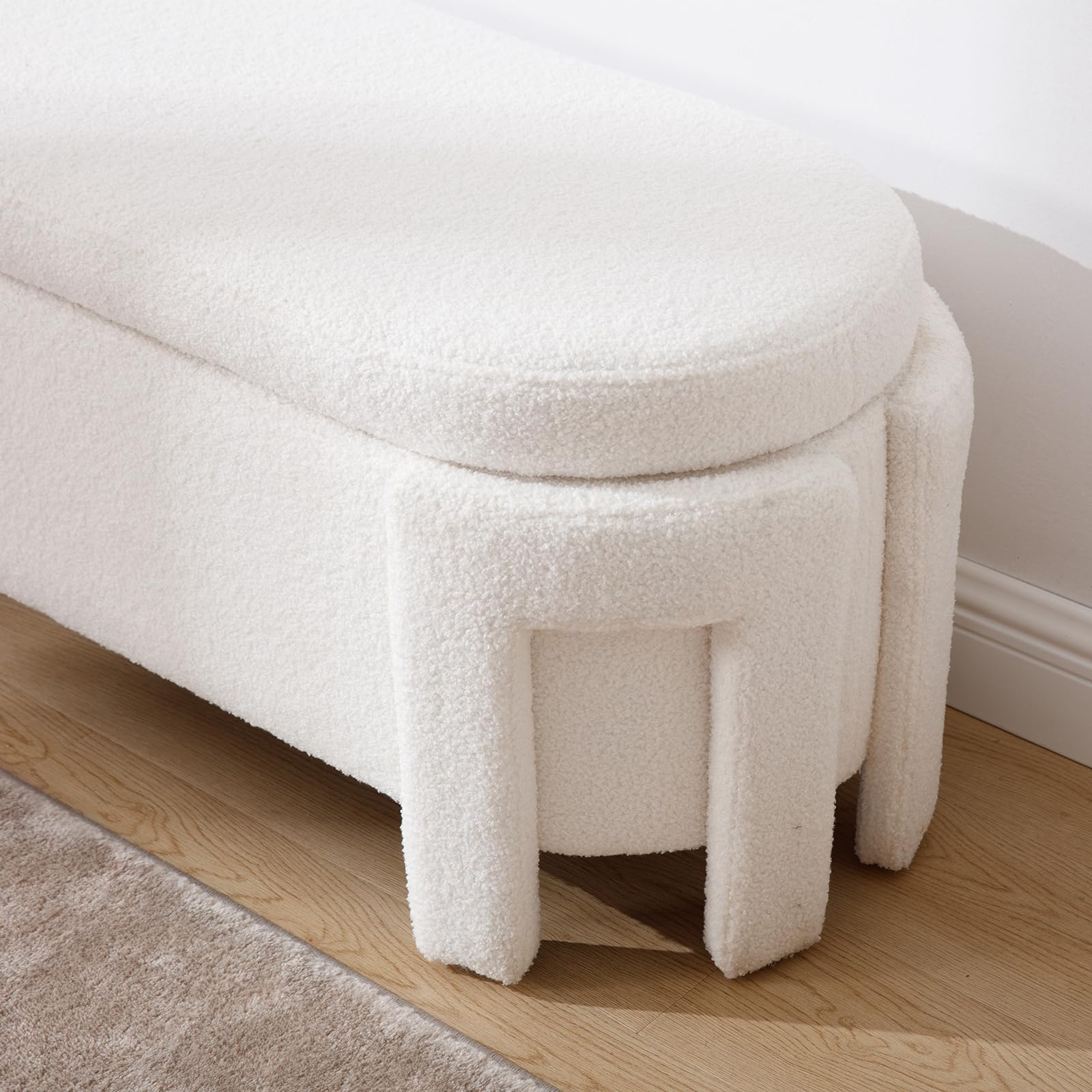 Right front leg of bench close-up