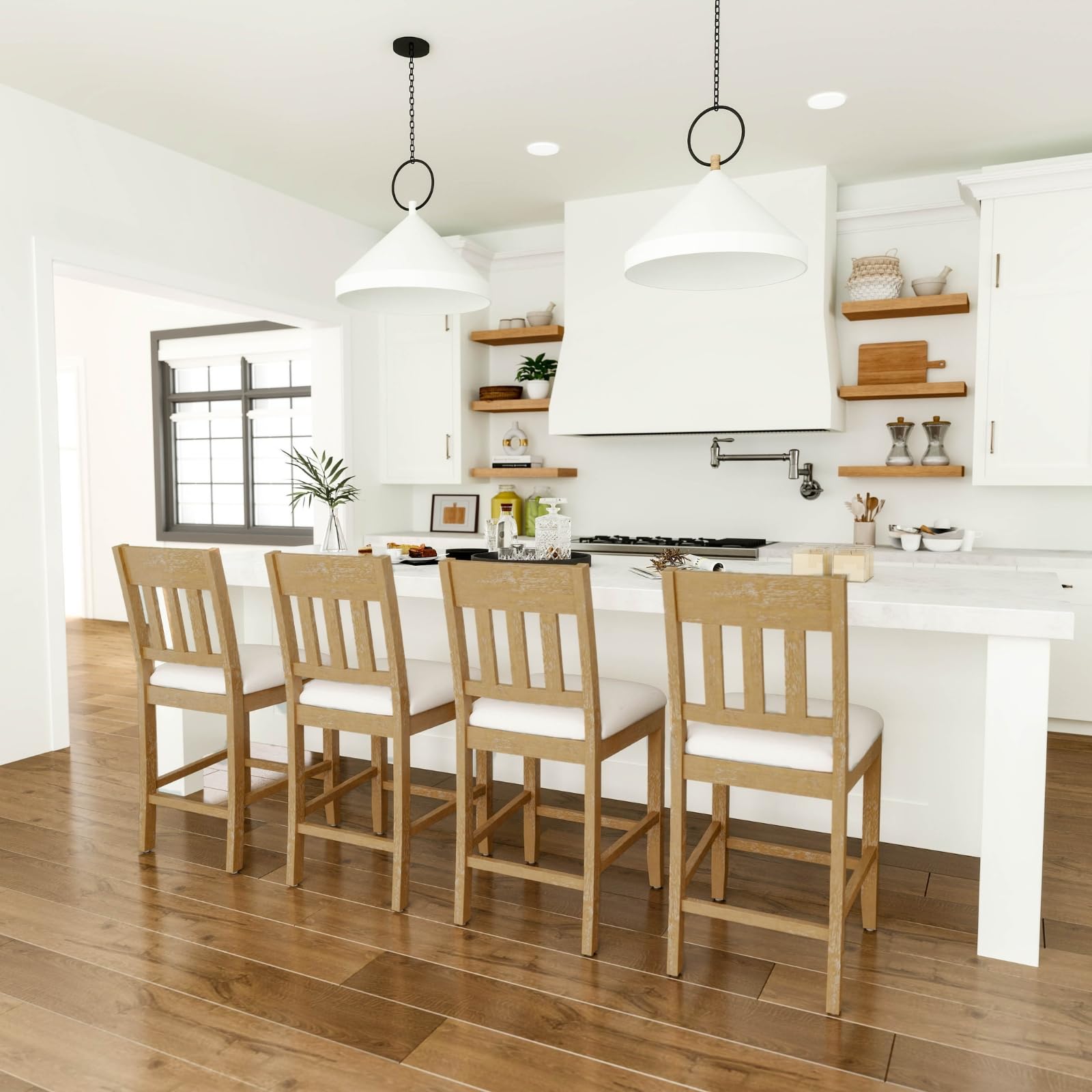 Janoray 25”H Wood Armless Counter Stools Set of 2 - 2108CS