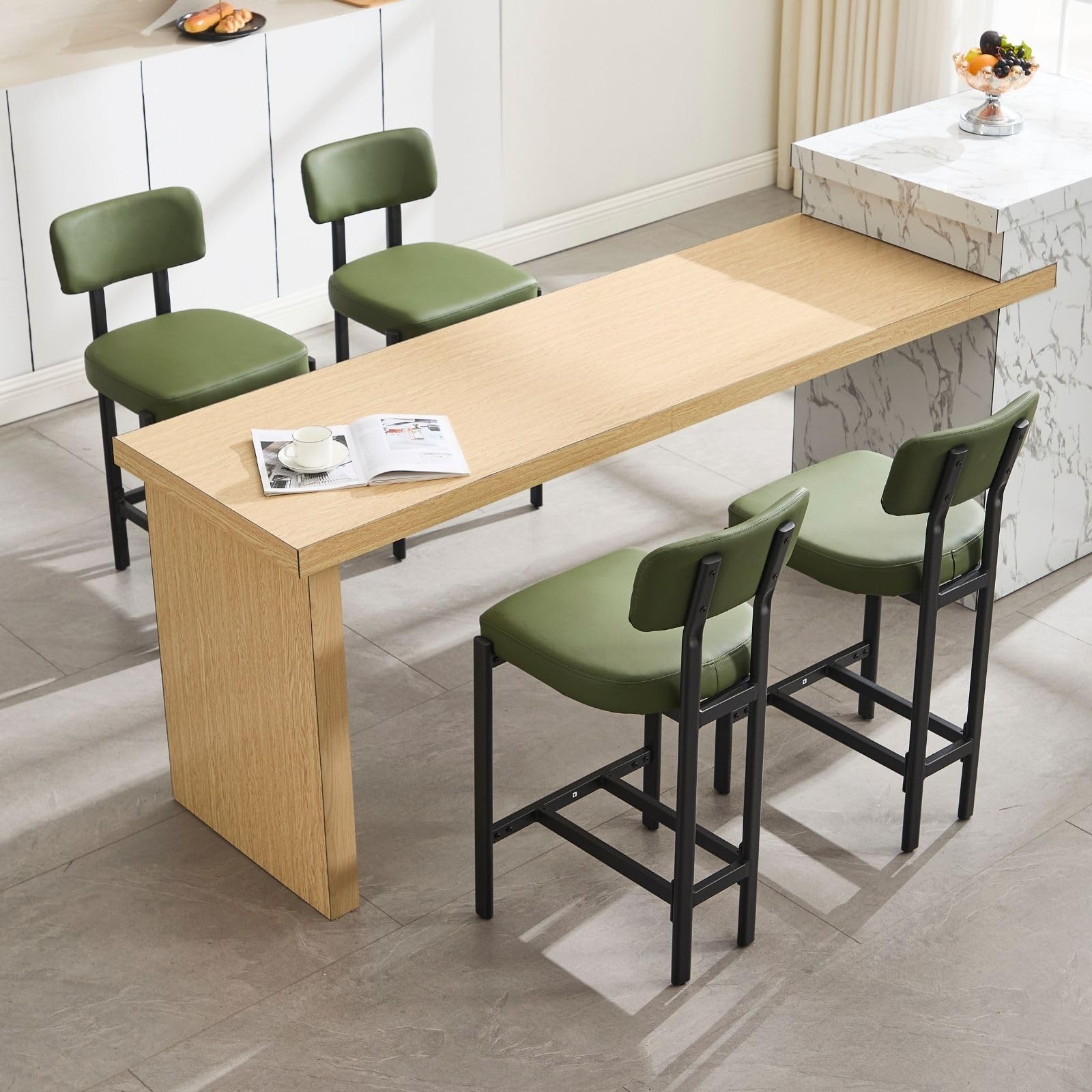 VESCASA 26"H Leather Counter Stools stools  Set of 2 - 24807CS