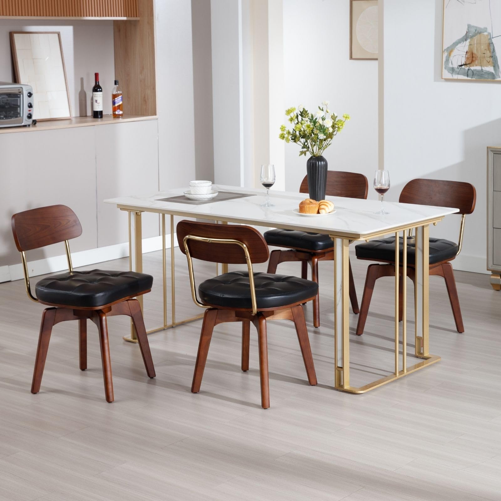 EALSON Leather Swivel Dining Chairs Set of 2 - 6072DC