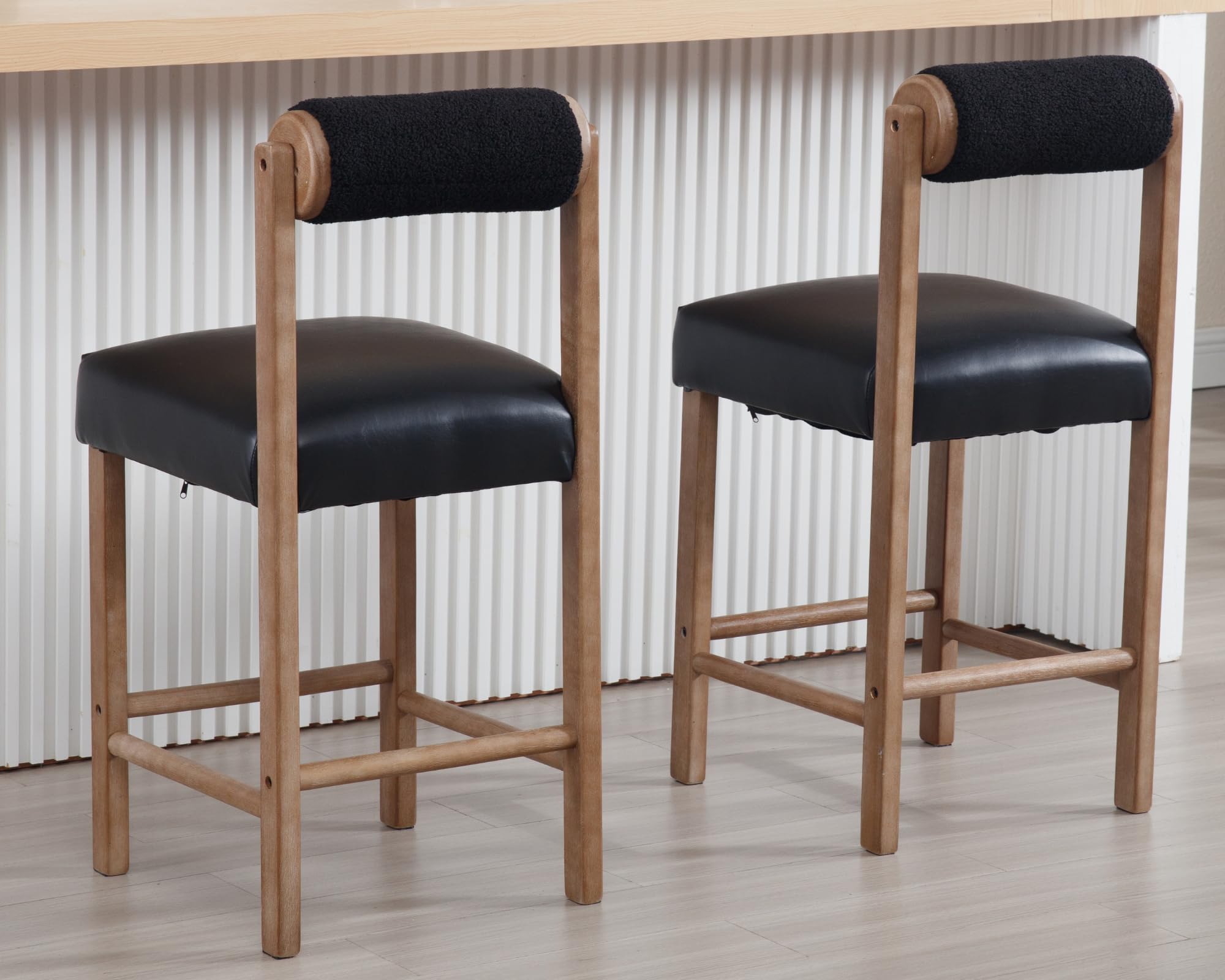 VESCASA 26.5"H Mid Century Modern Faux Leather Counter Height Stools Set of 2 - 5788