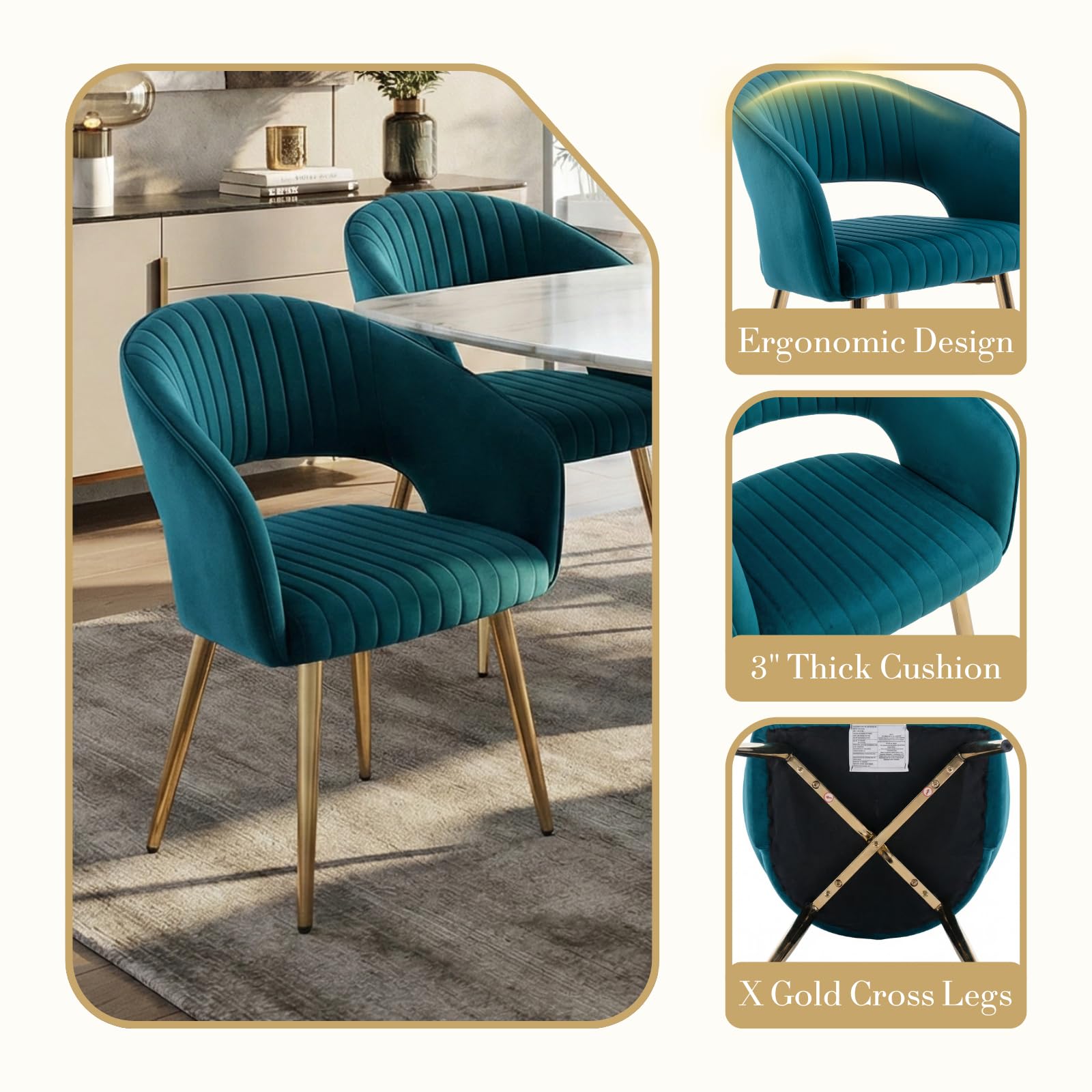 Hollow Back Modern Dining Chairs Set of 2 - 3059DC