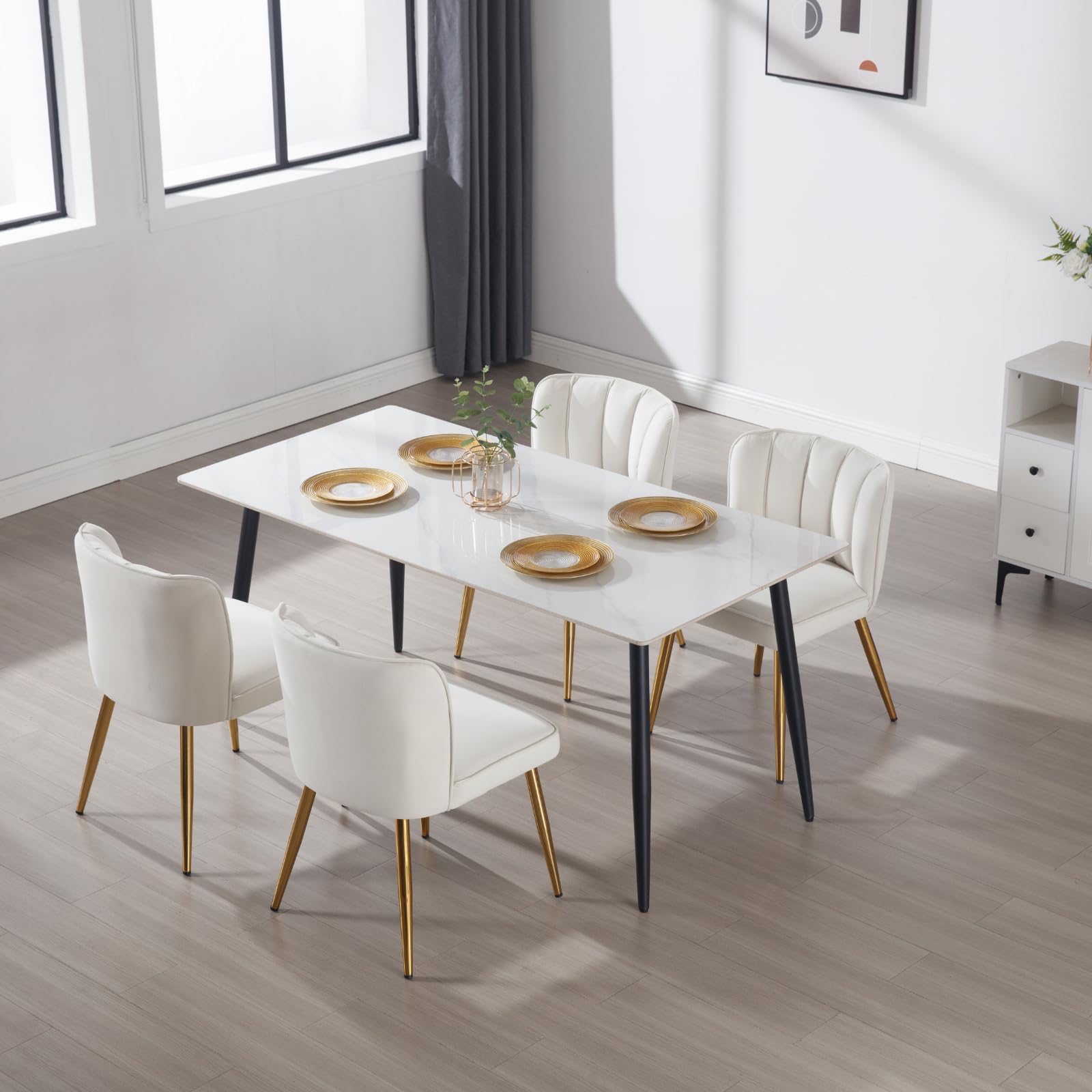 ZH4YOU Modern Velvet Fabric Dining Chairs Set of 2 - 1736