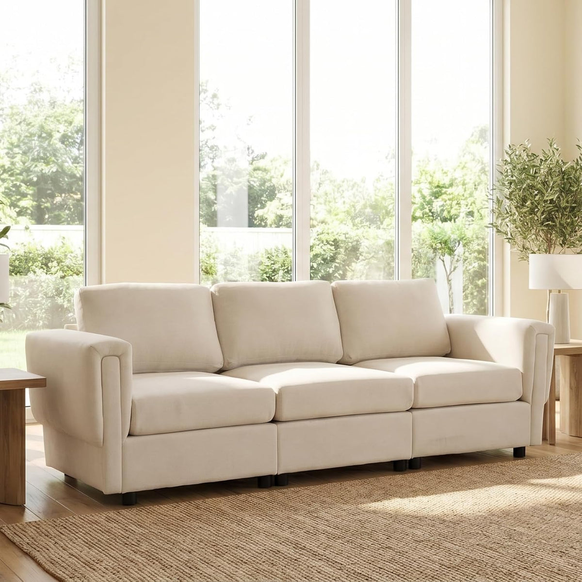 88" Modern Chenille 3-Seater Modular Sofa