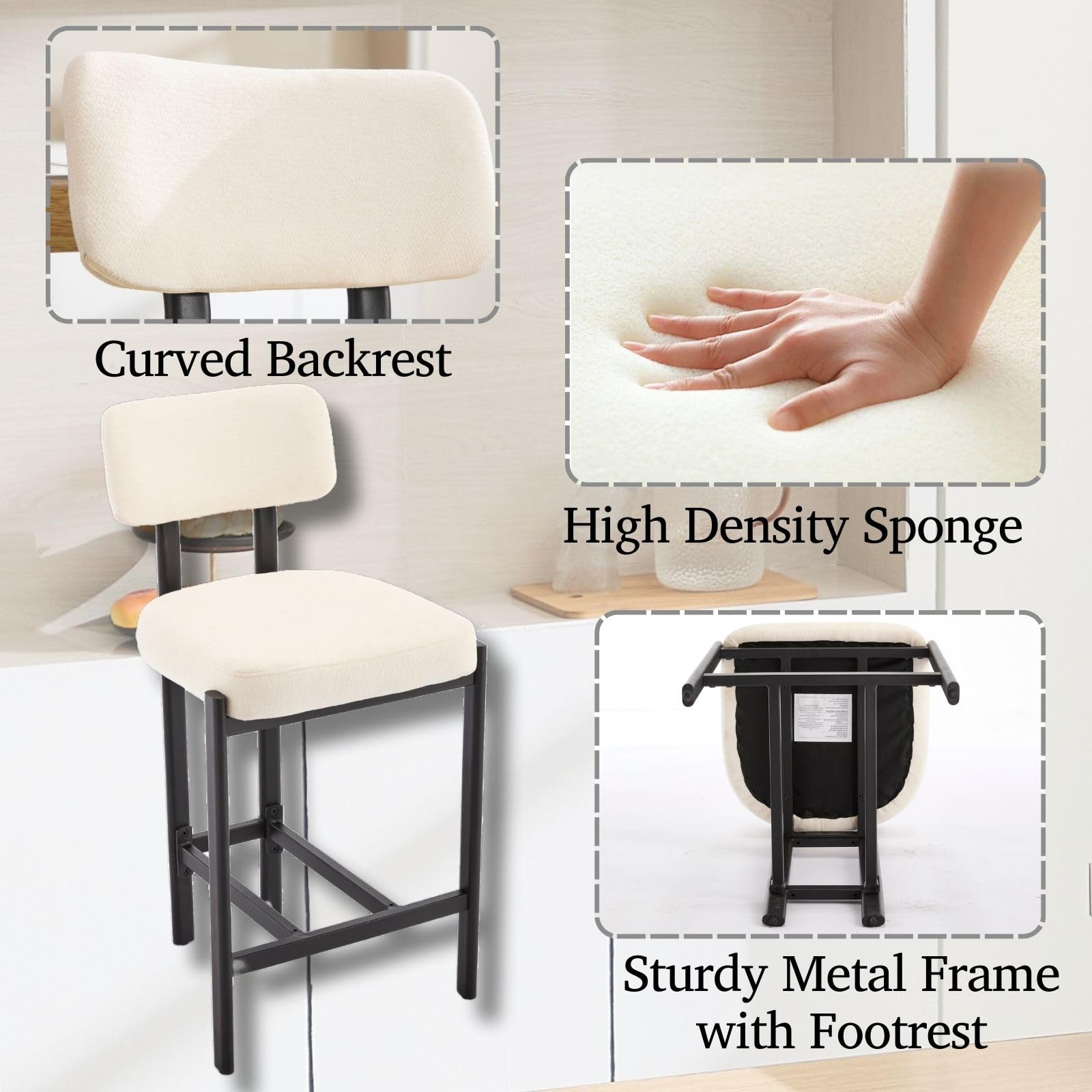 VESCASA 26"H Leather Counter Stools stools  Set of 2 - 24807CS