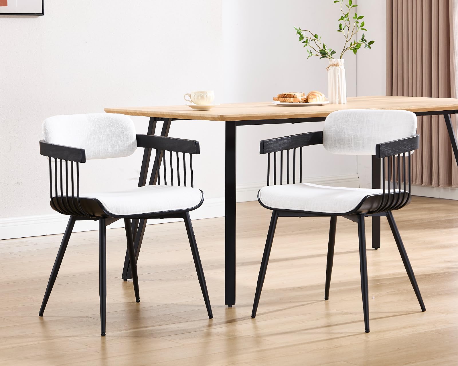 Janoray Upholstered Linen Dining Chairs Set of 2 - 6344DC