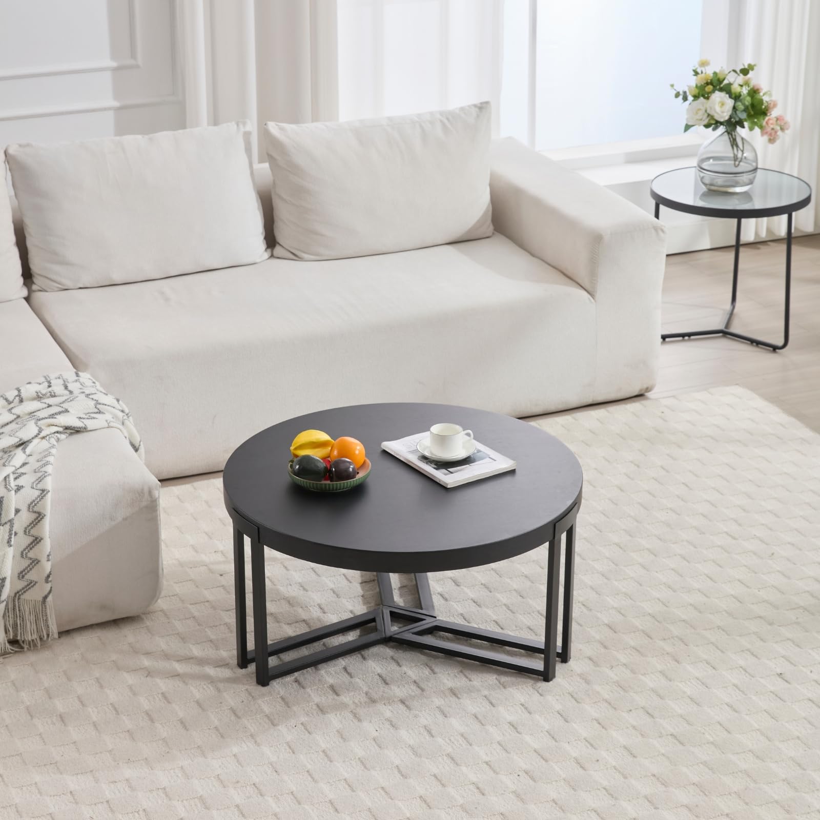 ROCITY 31.5'' Round Natural Wooden Small Circle Coffee Table - 22743