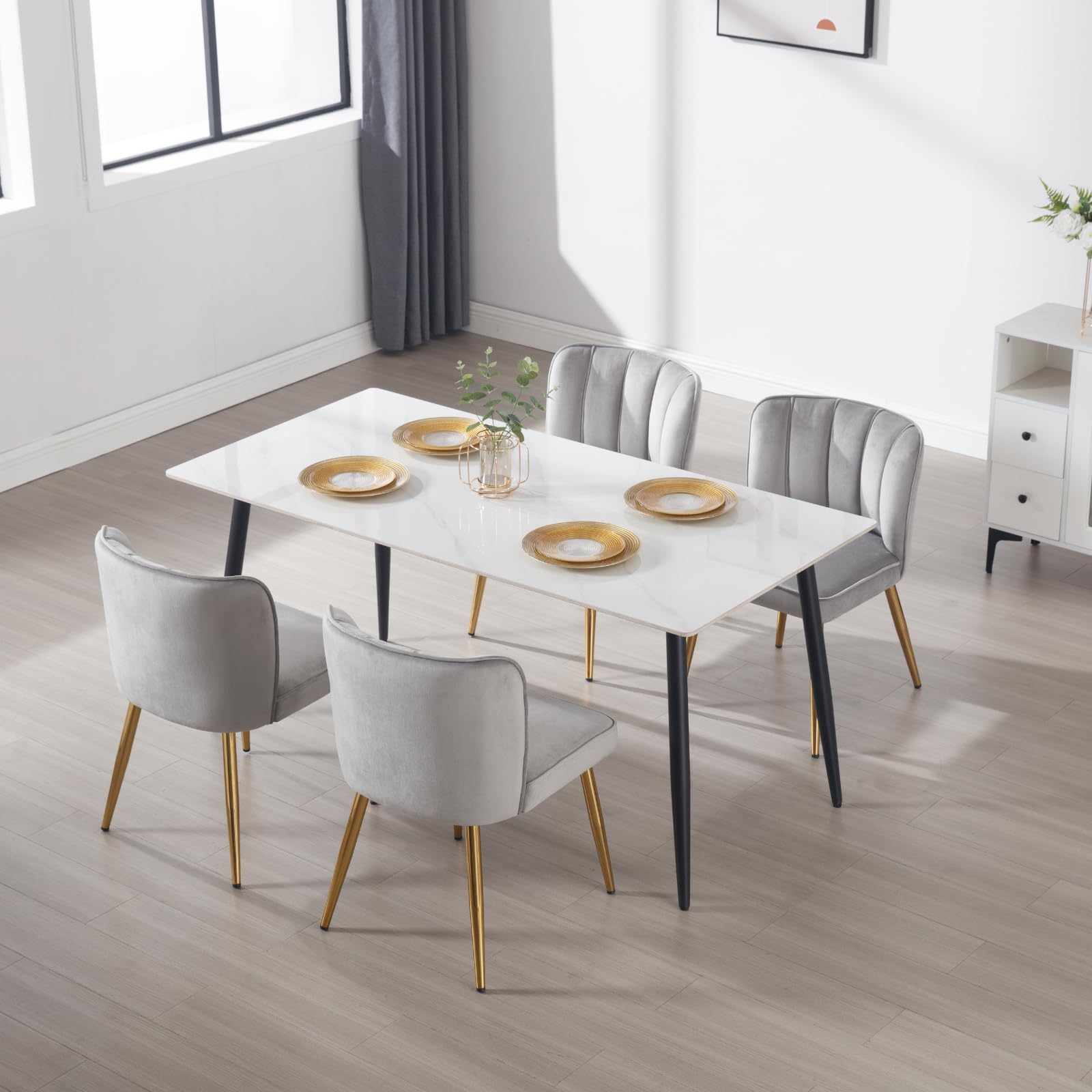 ZH4YOU Modern Velvet Fabric Dining Chairs Set of 2 - 1736