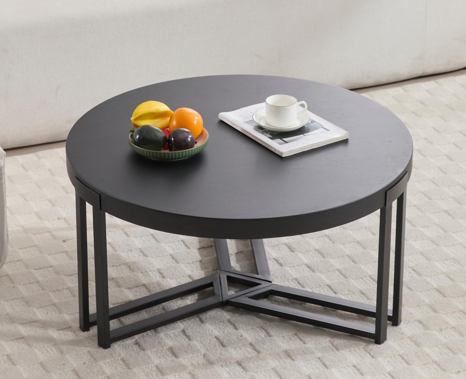 ROCITY 31.5'' Round Natural Wooden Small Circle Coffee Table - 22743