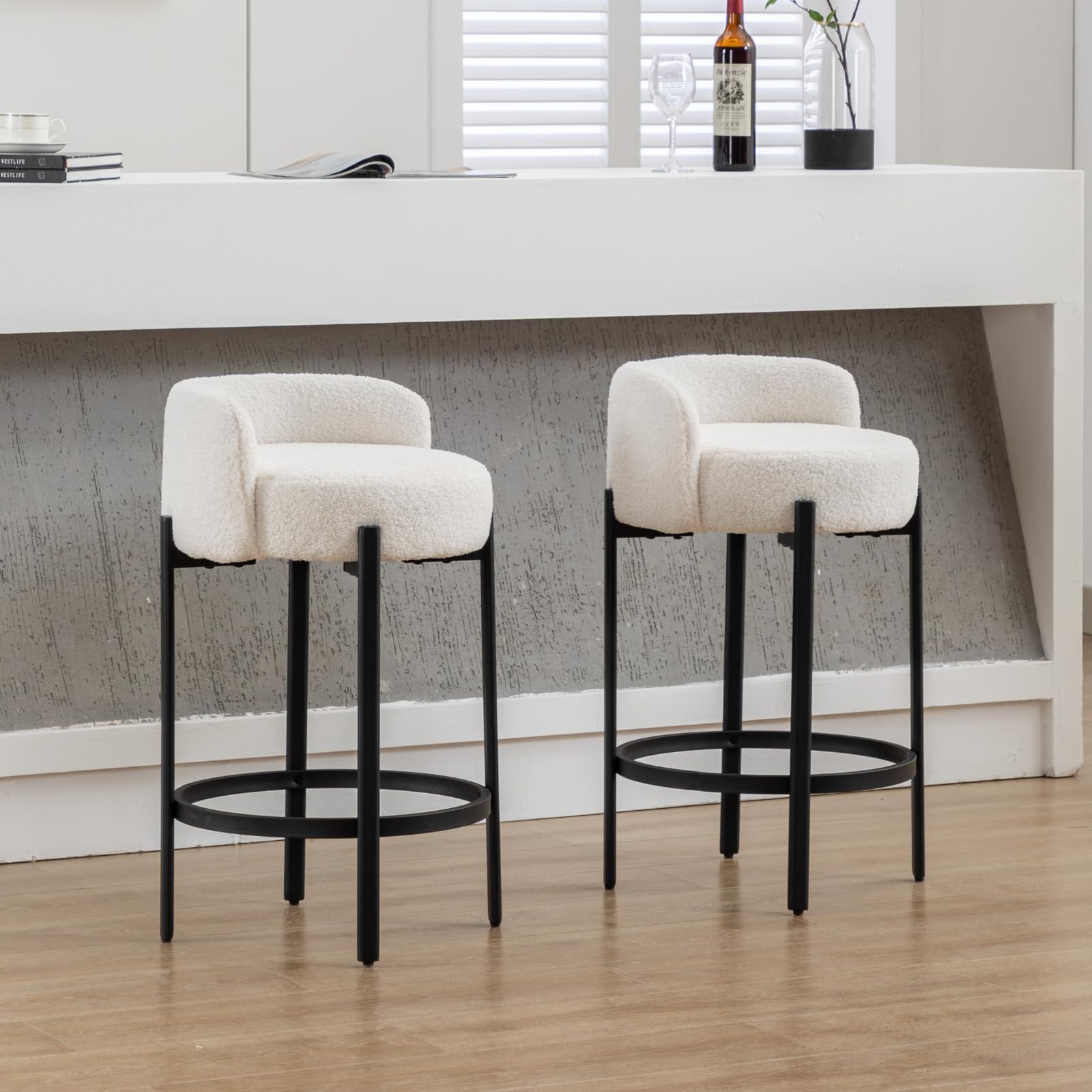 VESCASA 26"H Low Back Counter Height Bar Stools Set of 2 - 5108CS
