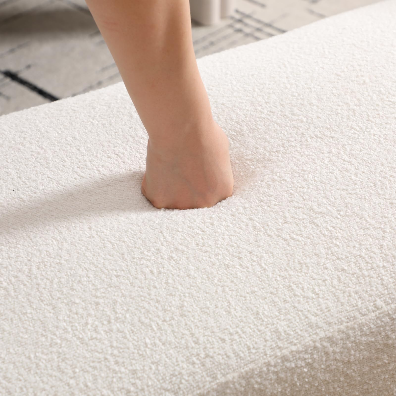 Footing fabric being pressed by hand