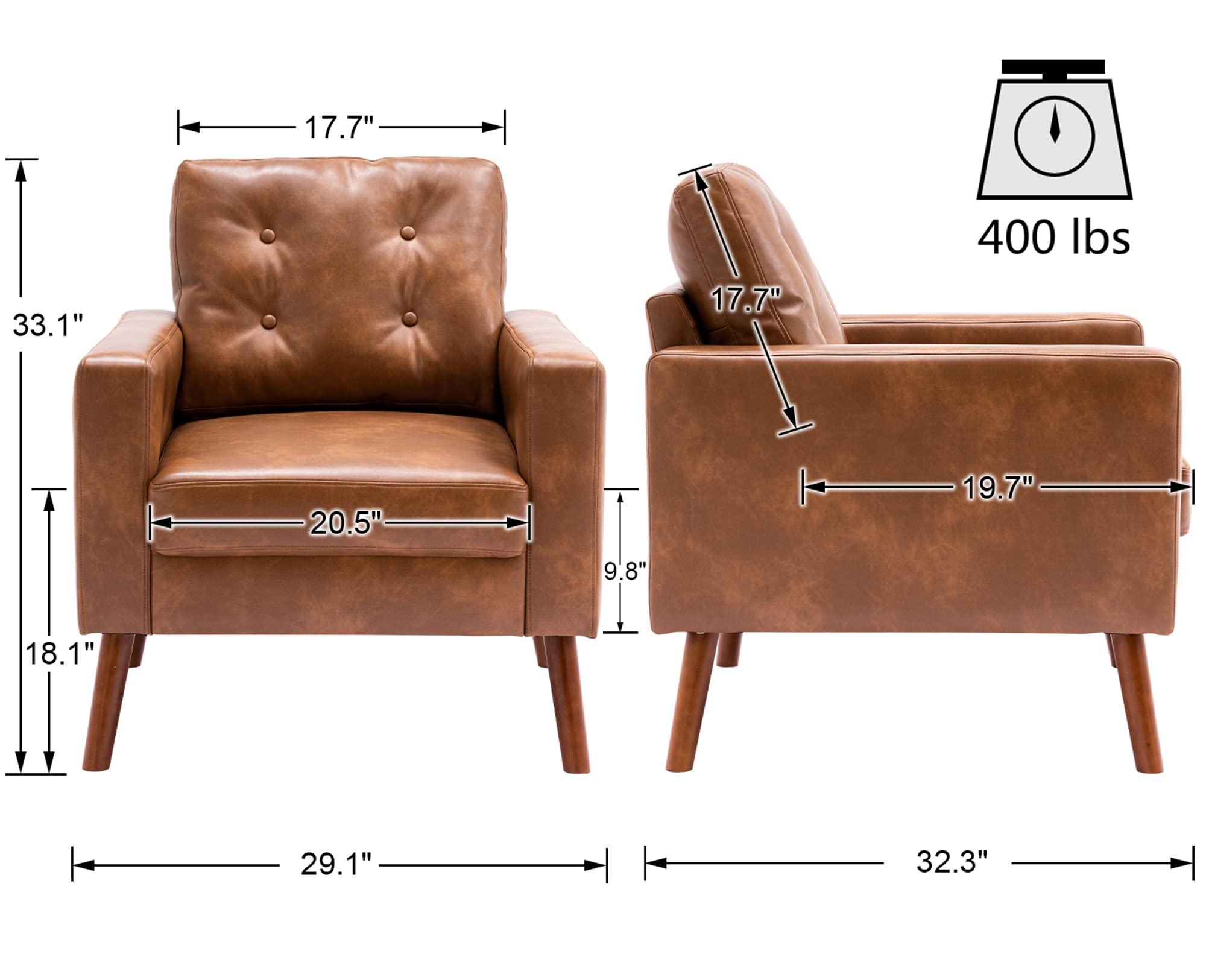 VESCASA Mid Century Modern Tufted Accent Chair 1 PCS - XX16AC