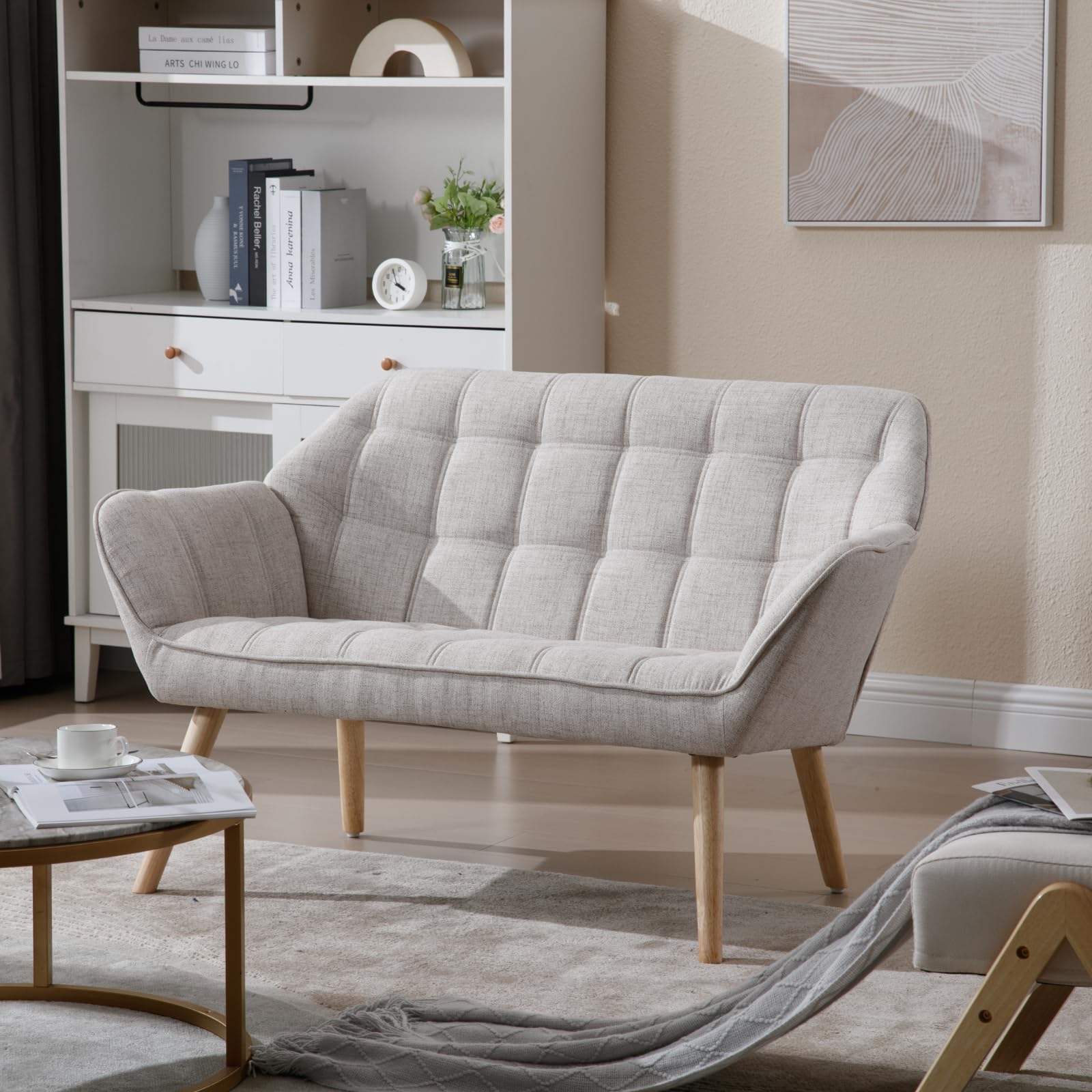 ROCITY 48" Modern Velvet Small Loveseat Sofa - 8904AC