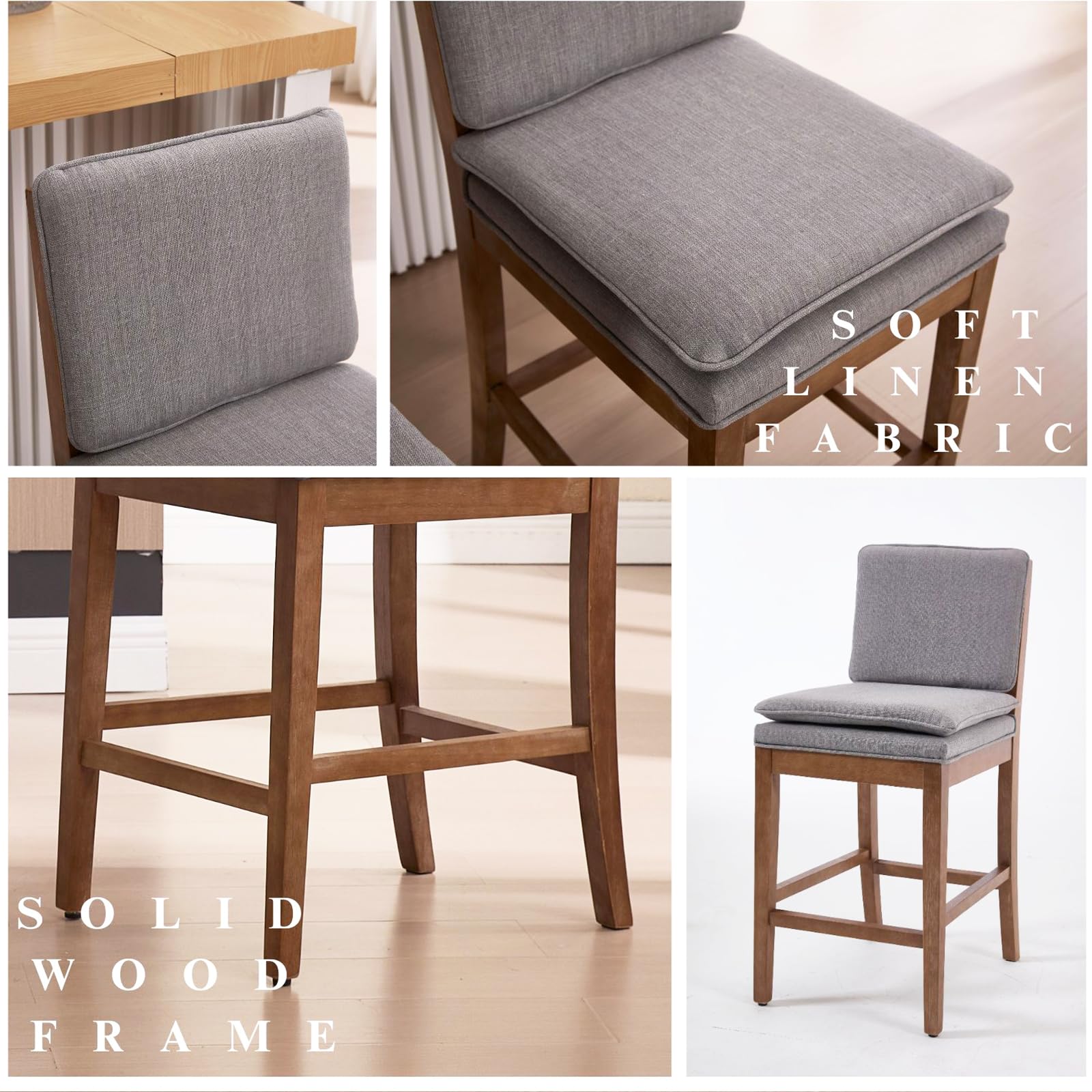 Janoray 26” Removable Double Cushion Counter Height Bar Stools Set of 2 - 5825CS