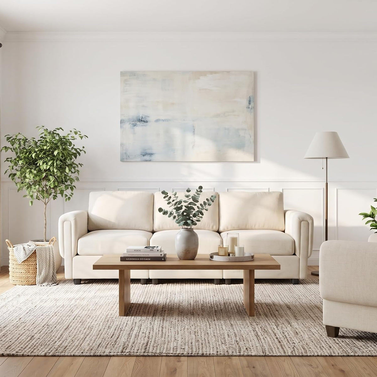 88" Modern Chenille 3-Seater Modular Sofa