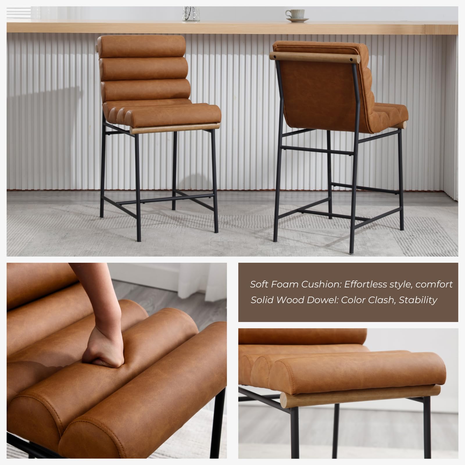 ROCITY 25”H Armless Upholstered Counter Stools Set of 2 - 5793CS