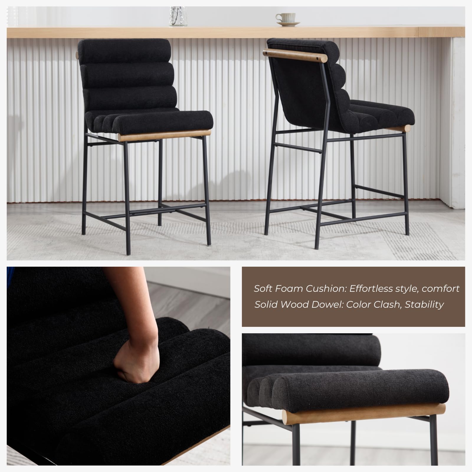 ROCITY 25”H Armless Upholstered Counter Stools Set of 2 - 5793CS