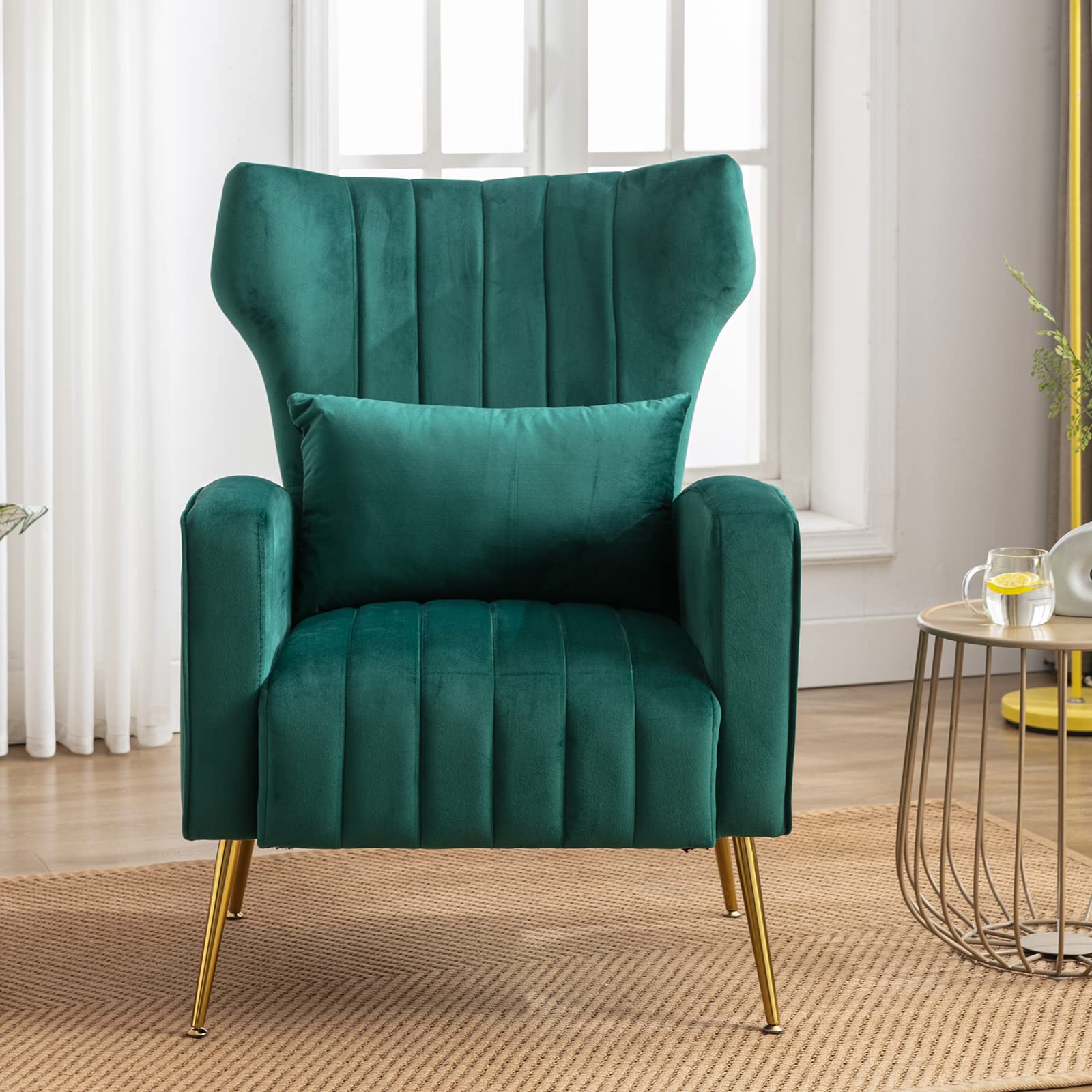 CHICAURA Wing Back Velvet Accent Armchair 1 PCS - XX87AC