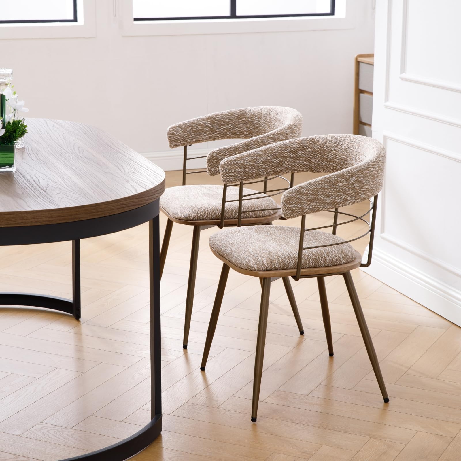 ROCITY Bronze Metal Legs Dining Chairs Set of 2 - 6366DC