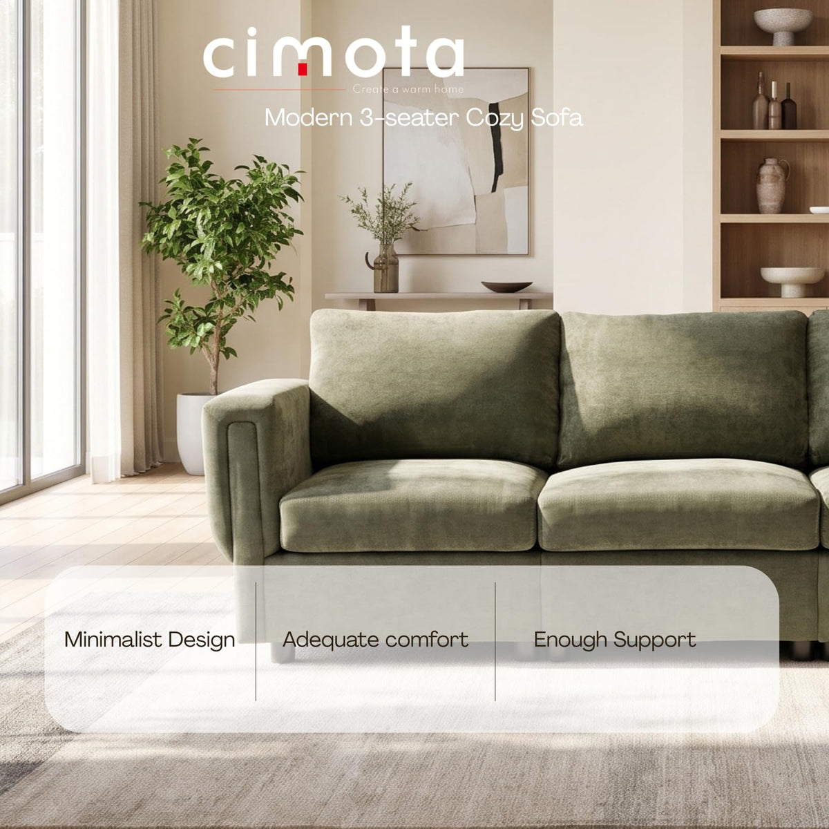 88" Modern Chenille 3-Seater Modular Sofa