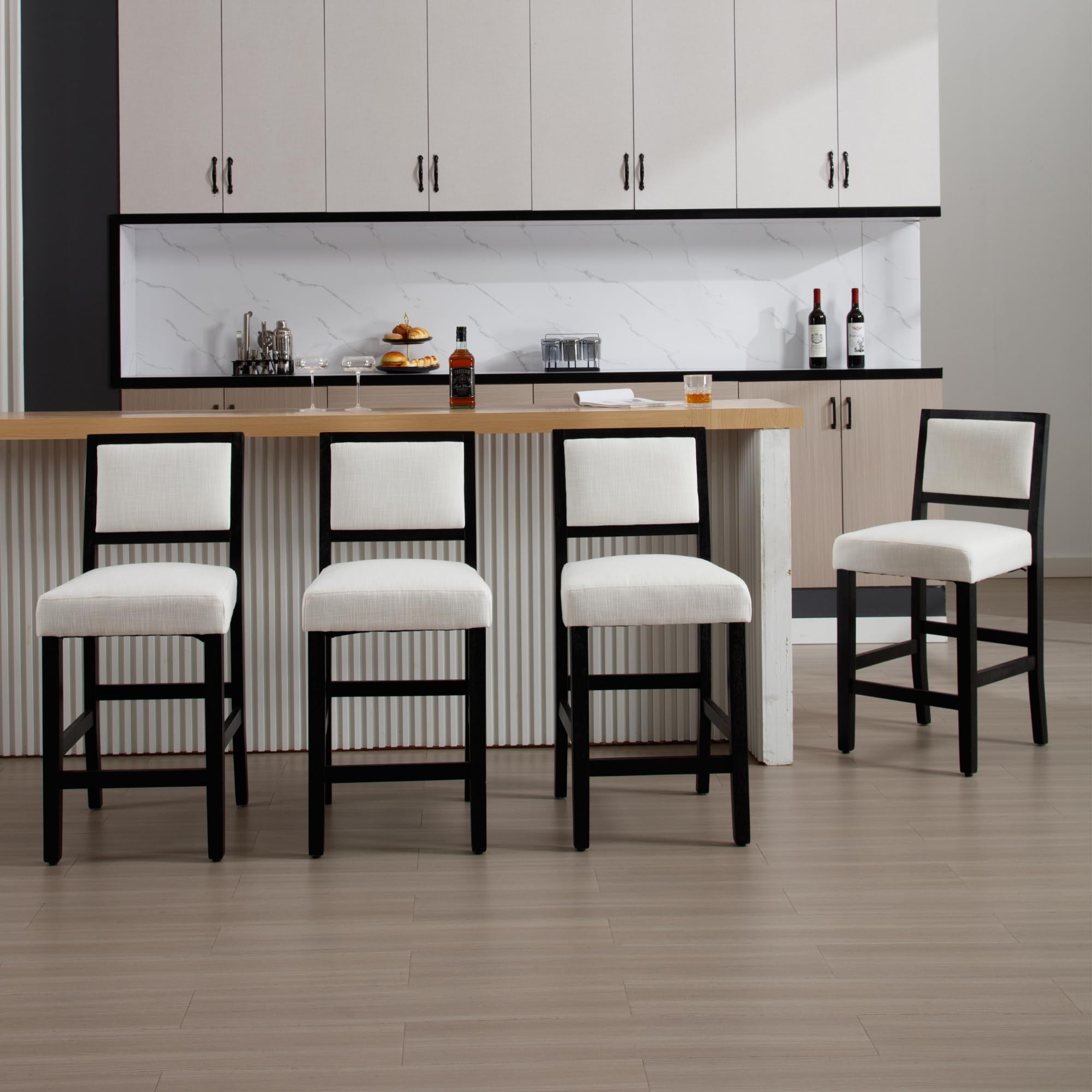 Janoray Farmhouse Upholstered Counter Stools Set of 2 - 57472CS
