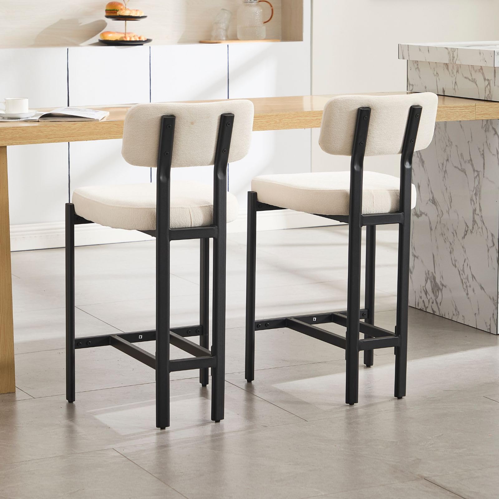 VESCASA 26"H Leather Counter Stools stools  Set of 2 - 24807CS