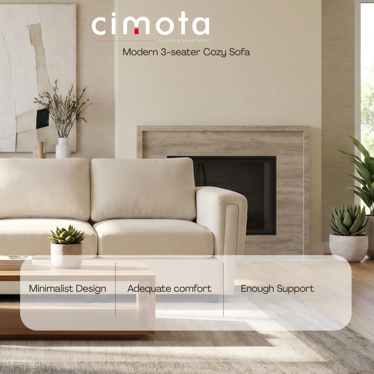 88" Modern Chenille 3-Seater Modular Sofa