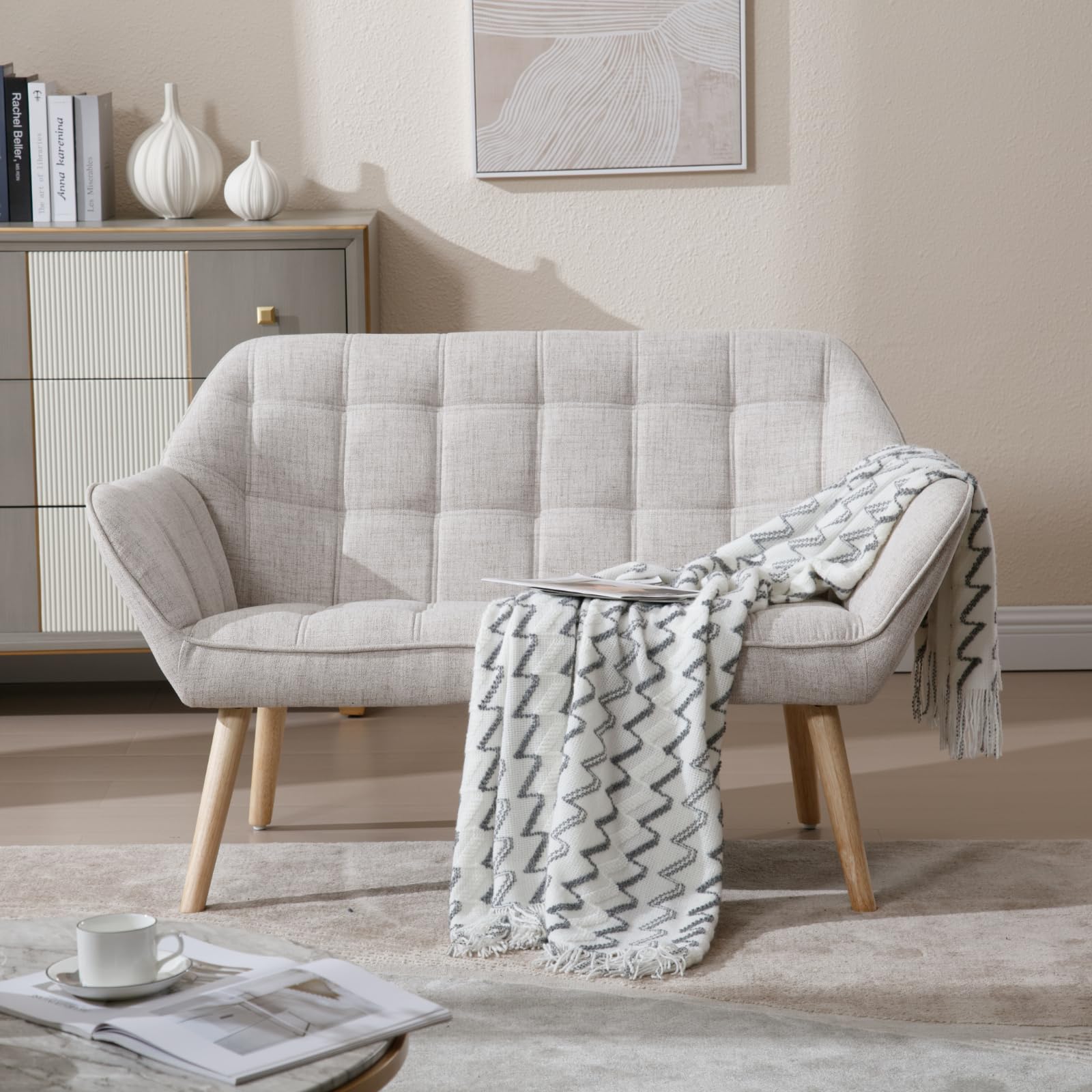 ROCITY 48" Modern Velvet Small Loveseat Sofa - 8904AC