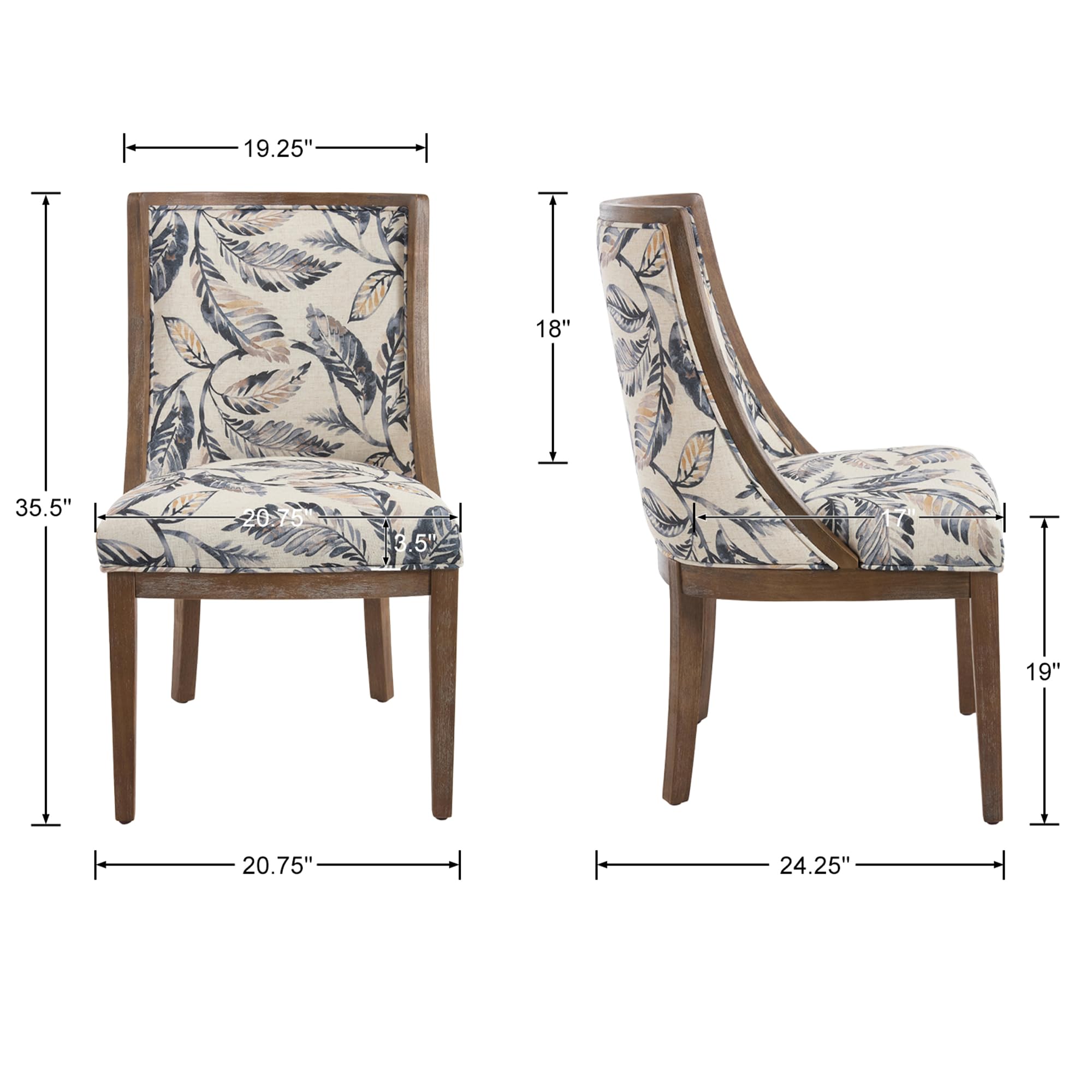 Kmax Farmhouse Curved High Back Dining Chairs Set of 2 - 02111DC