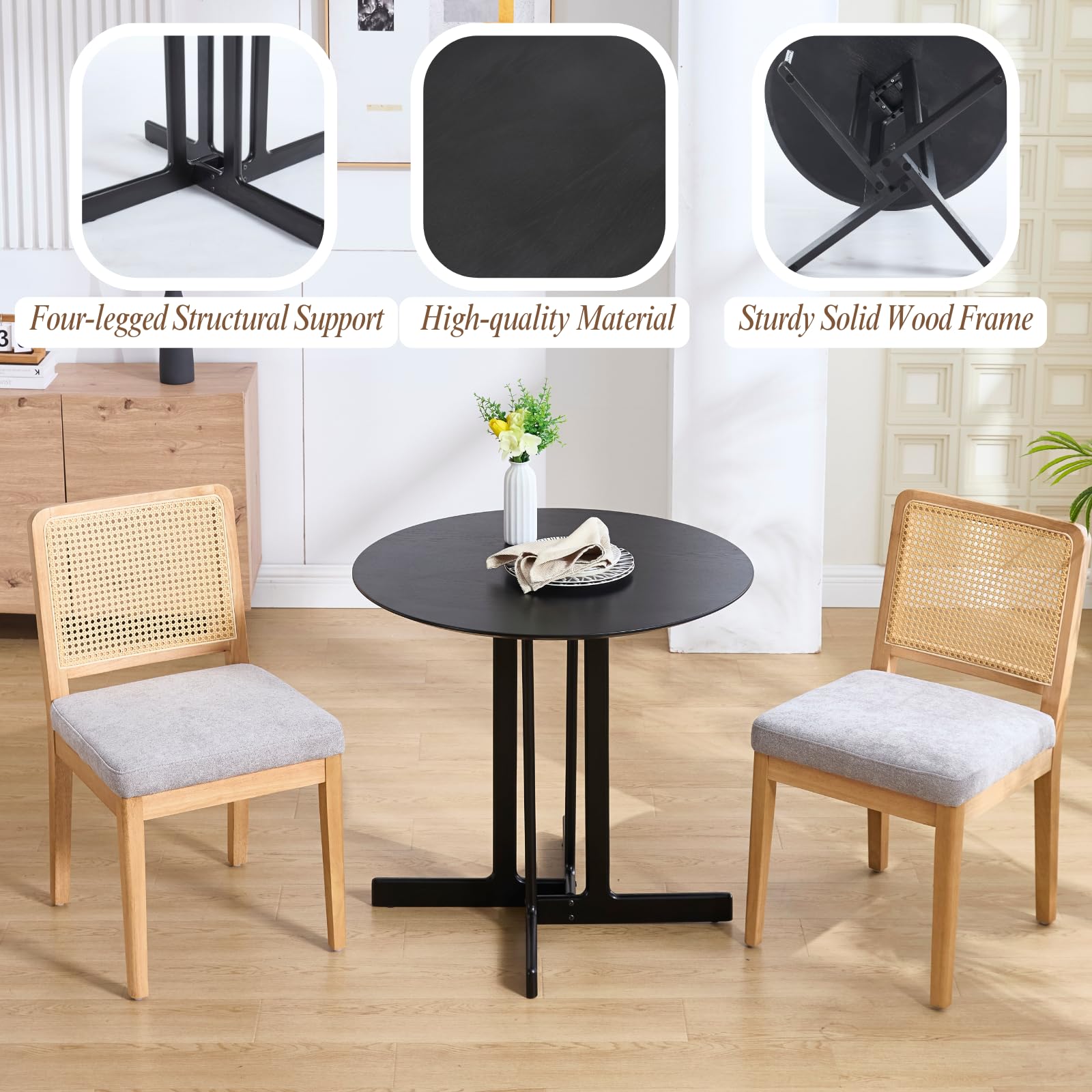 Kmax 31.5" Wide Small Round Black Dining Table