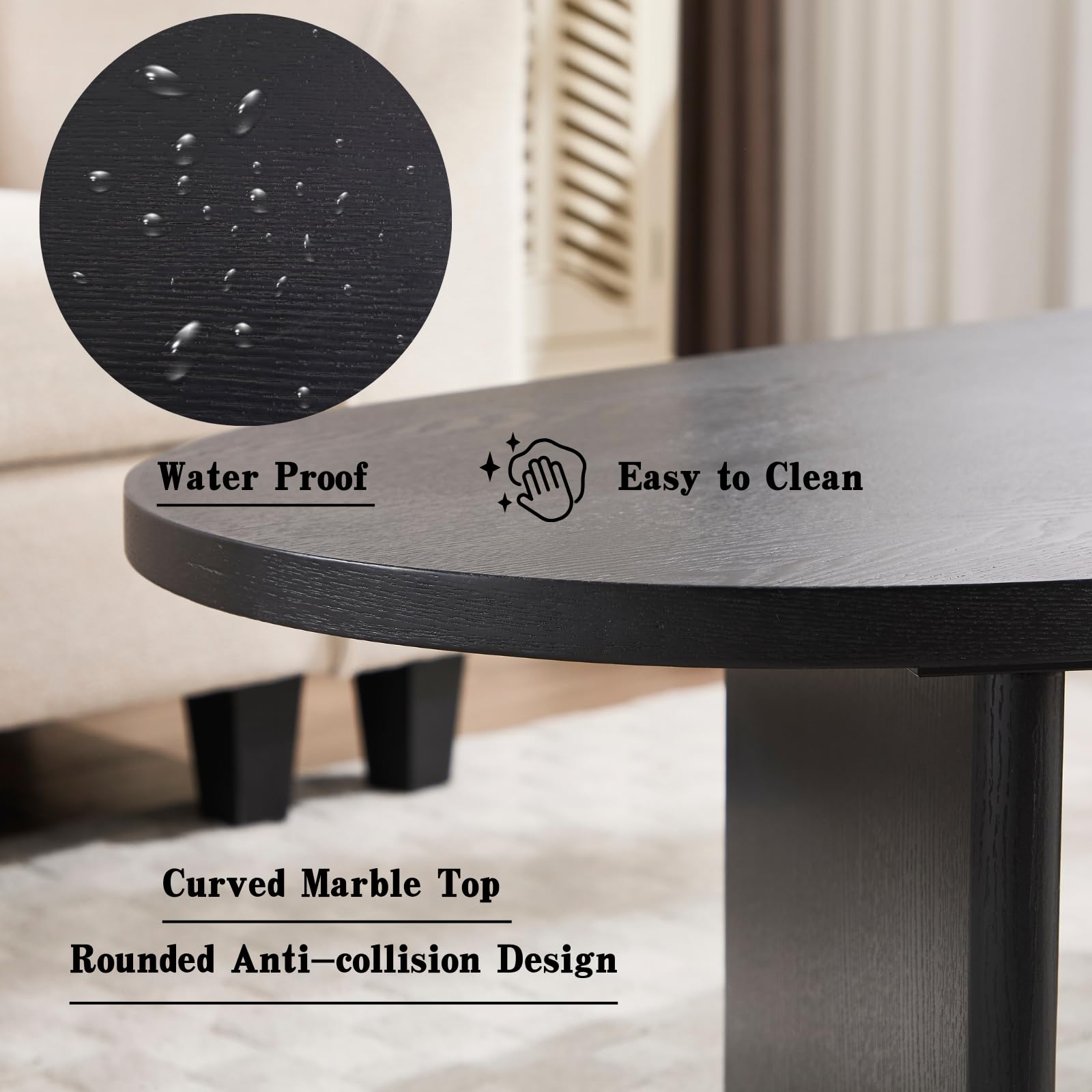 ROCITY Solid Wood Irregular-Shaped Coffee Table - XX150CT