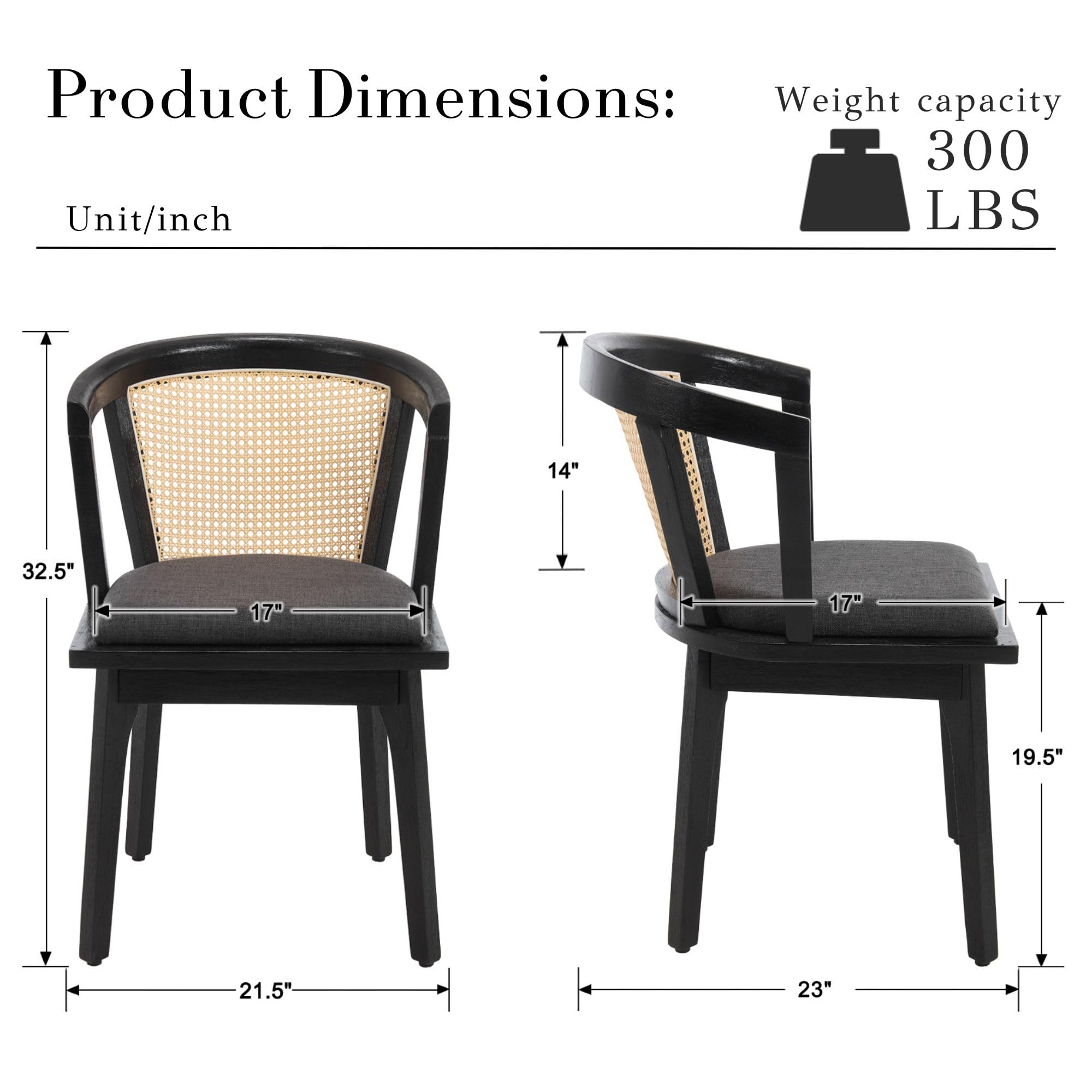 Janoray Dining Chairs with Cane Woven Back Set of 2 - 10085DC