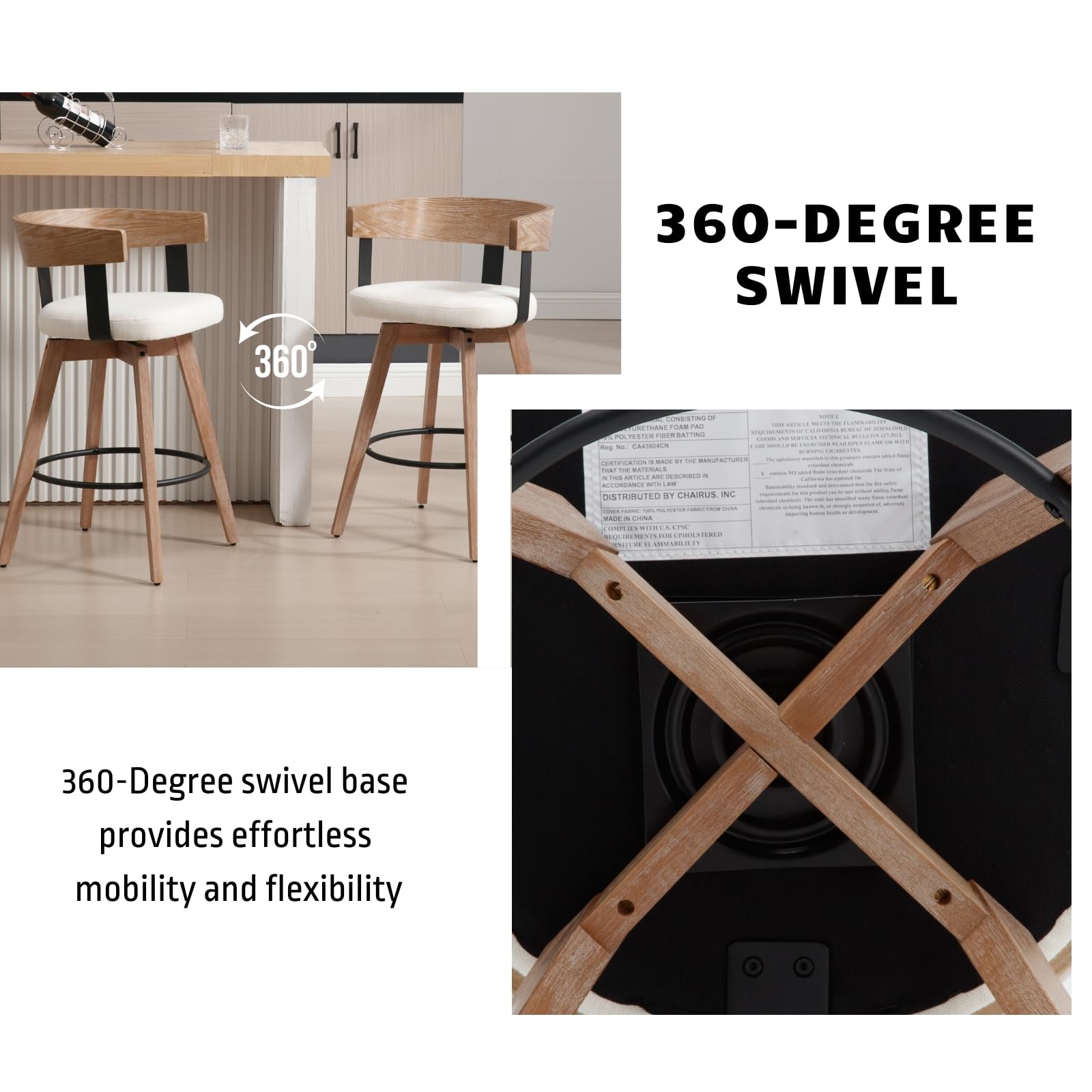 EALSON 26"H Swivel Counter Height Counter Stool Set of 2 - 3193CS