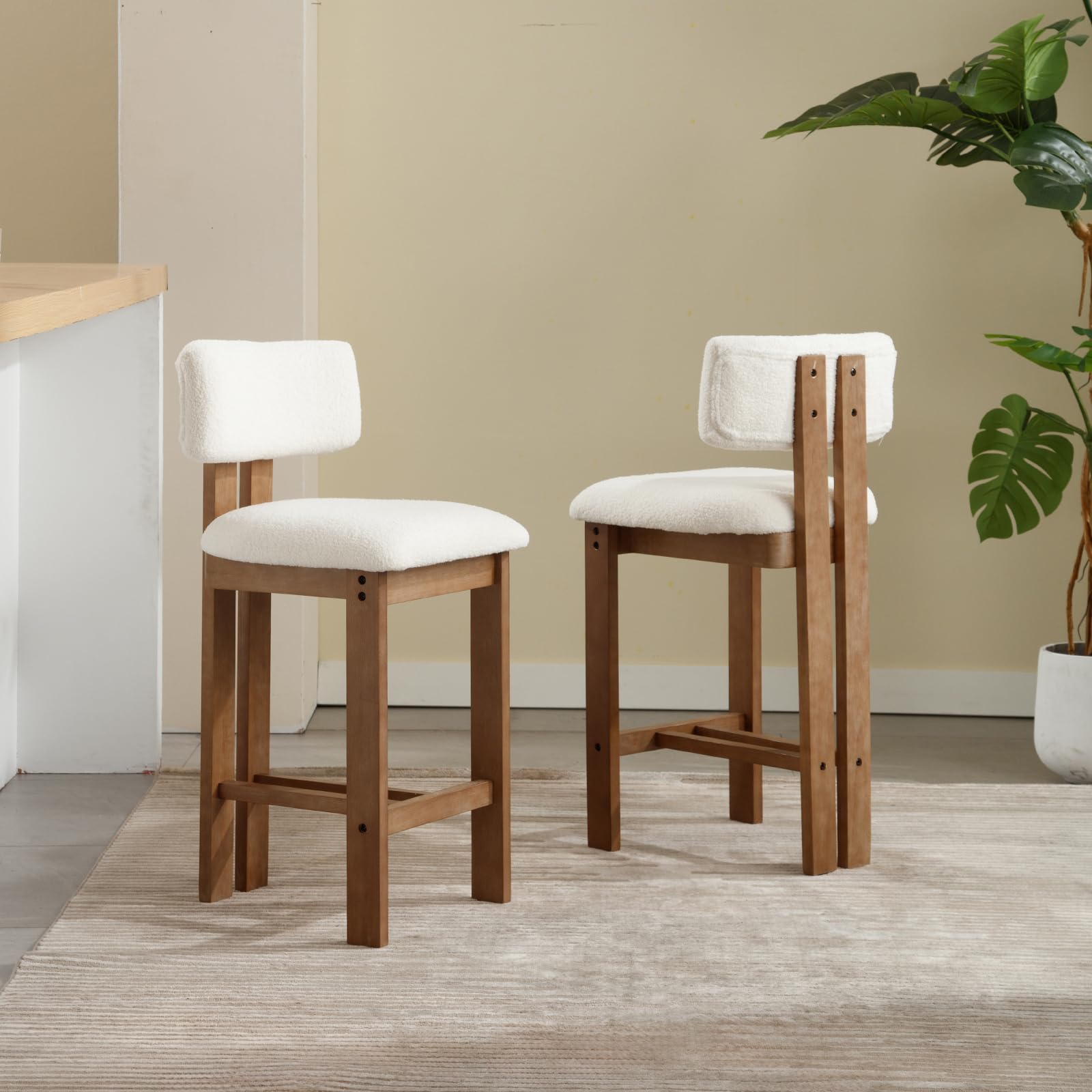 EALSON 26" Sherpa Counter Stools Set of 2 - 5812CS
