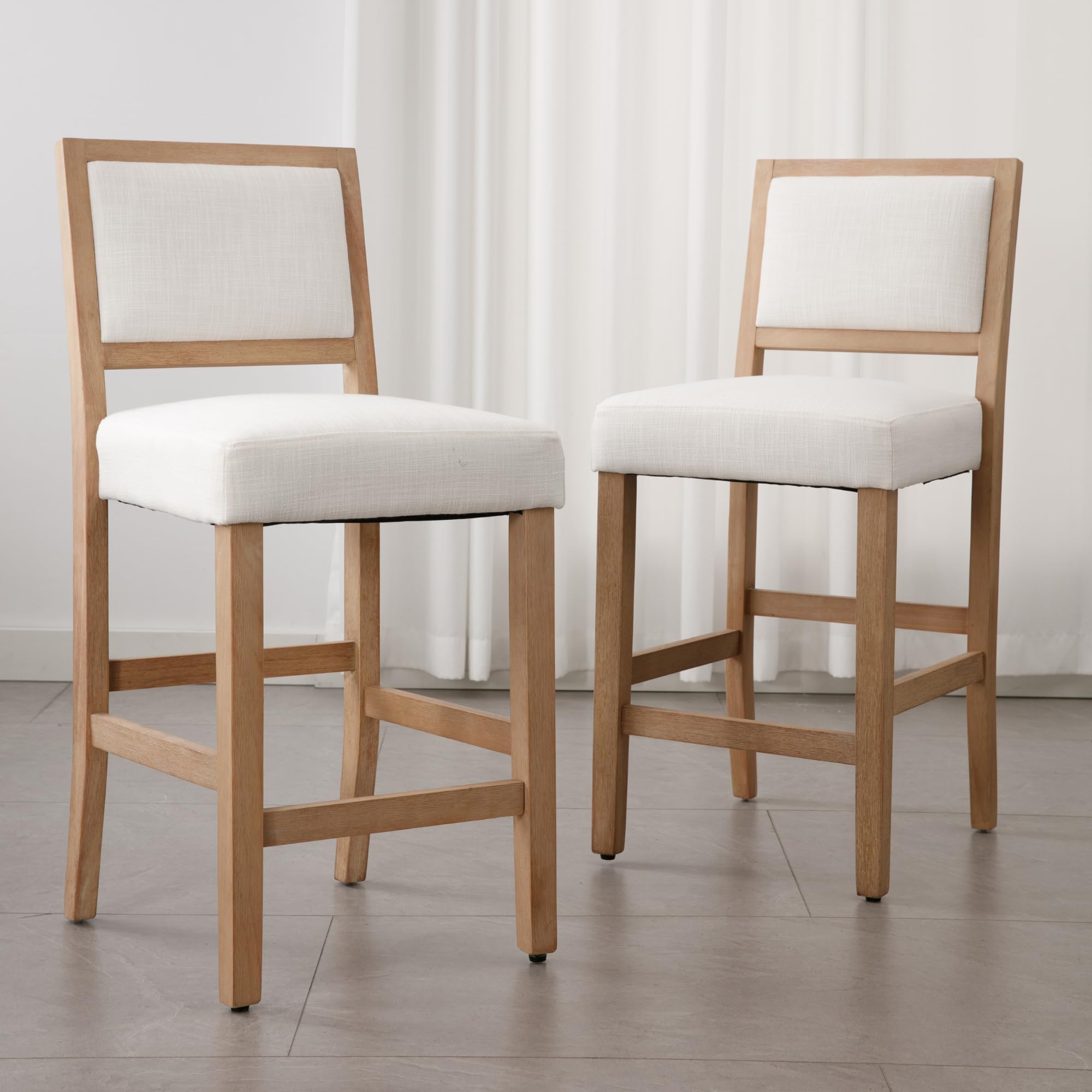 Janoray Farmhouse Upholstered Counter Stools Set of 2 - 57472CS