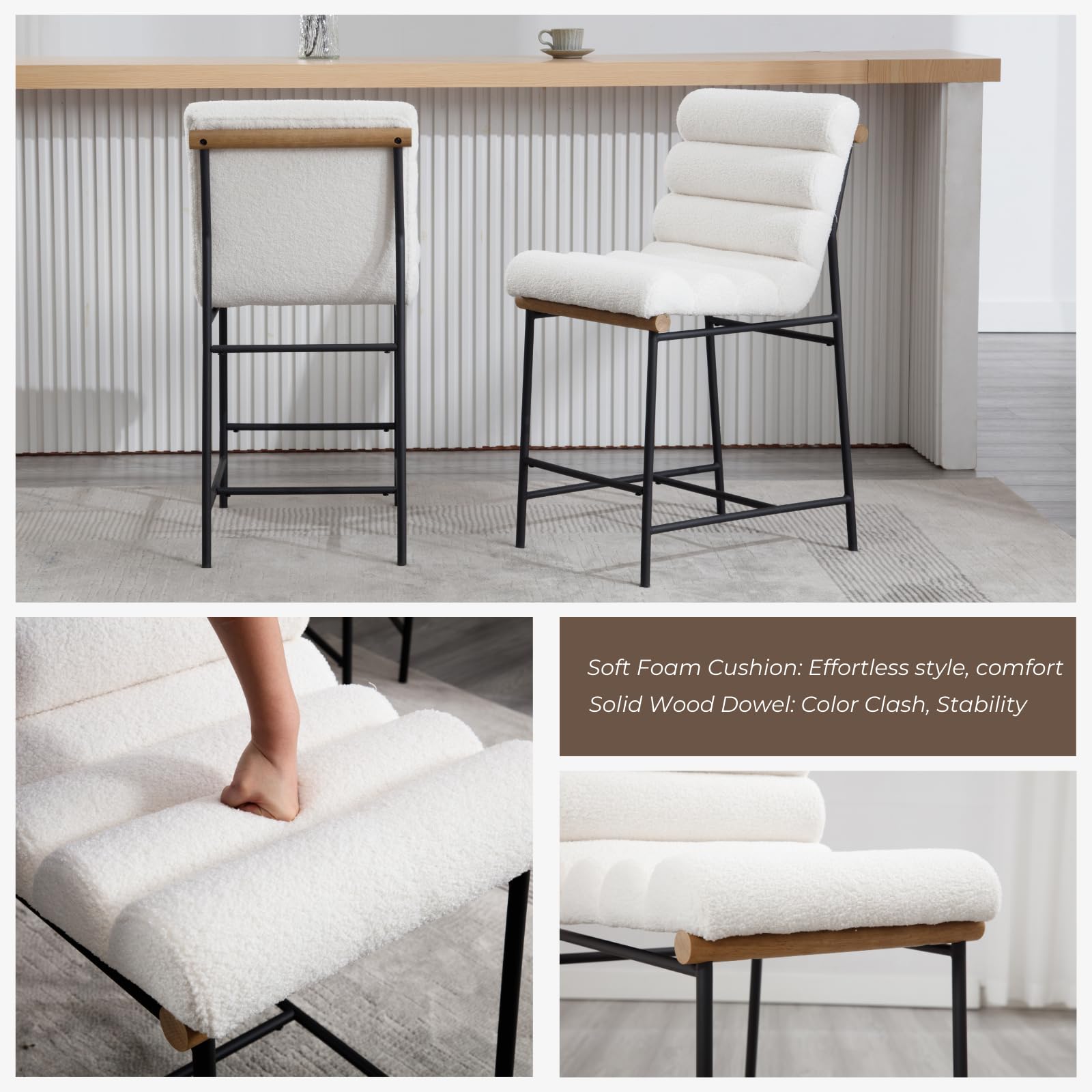 ROCITY 25”H Armless Upholstered Counter Stools Set of 2 - 5793CS