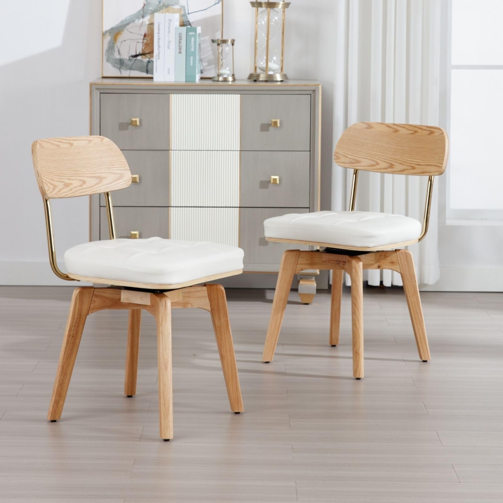 EALSON Leather Swivel Dining Chairs Set of 2 - 6072DC