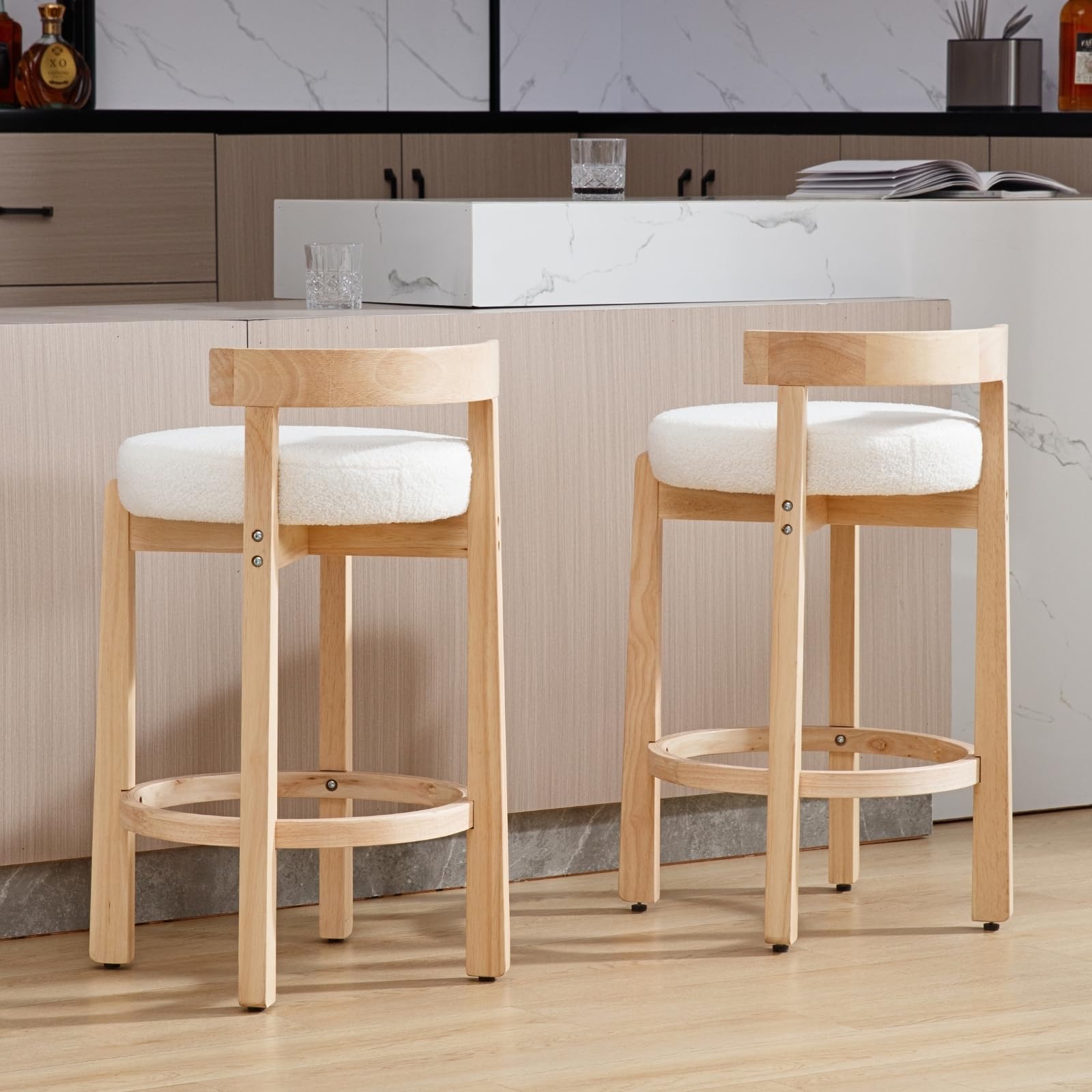 Two stools at a kitchen island