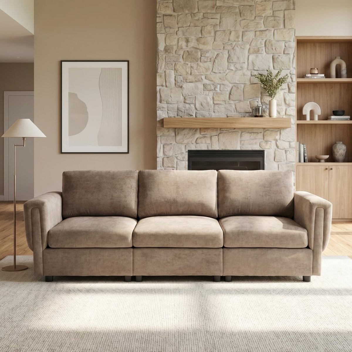 88" Modern Chenille 3-Seater Modular Sofa