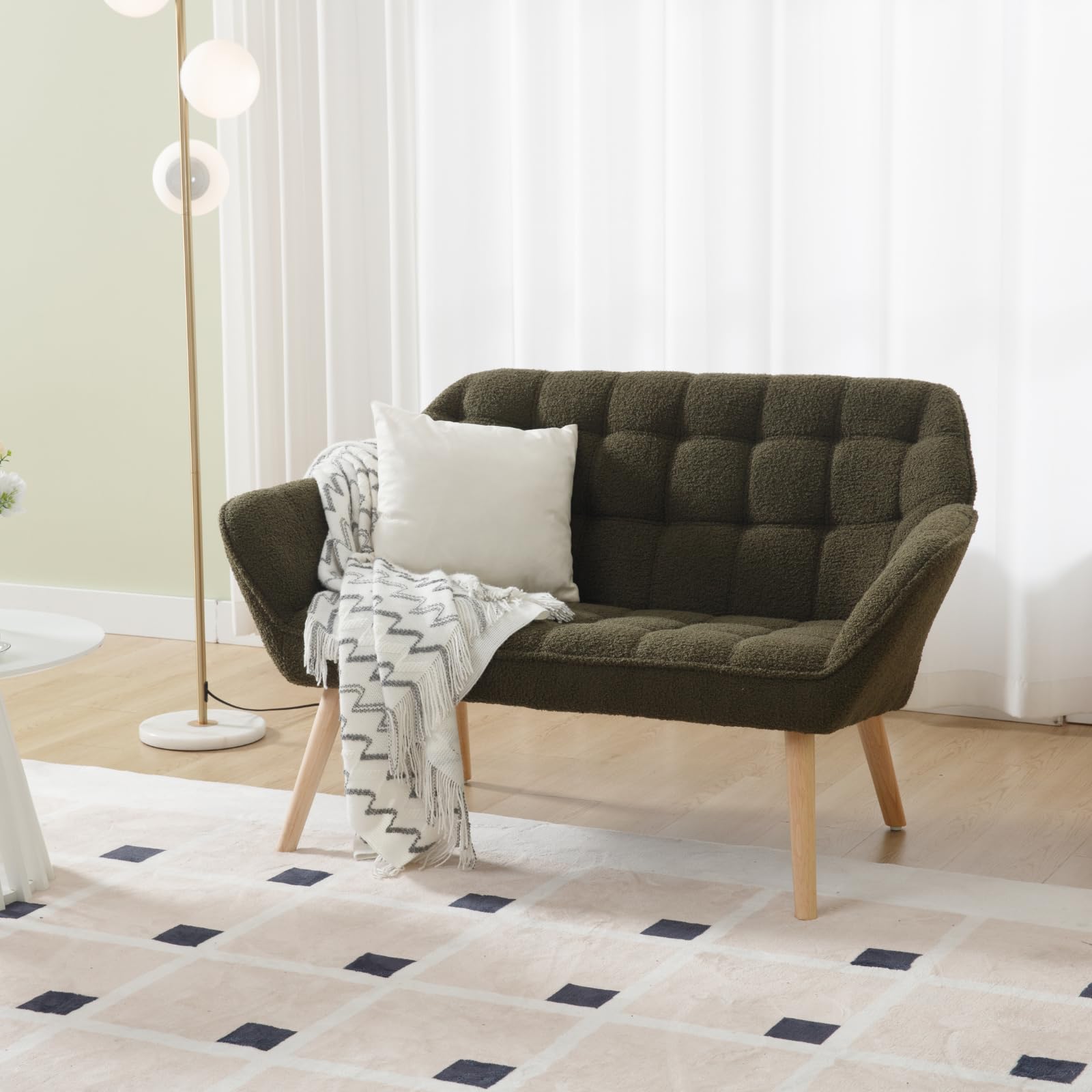 ROCITY 48" Modern Velvet Small Loveseat Sofa - 8904AC
