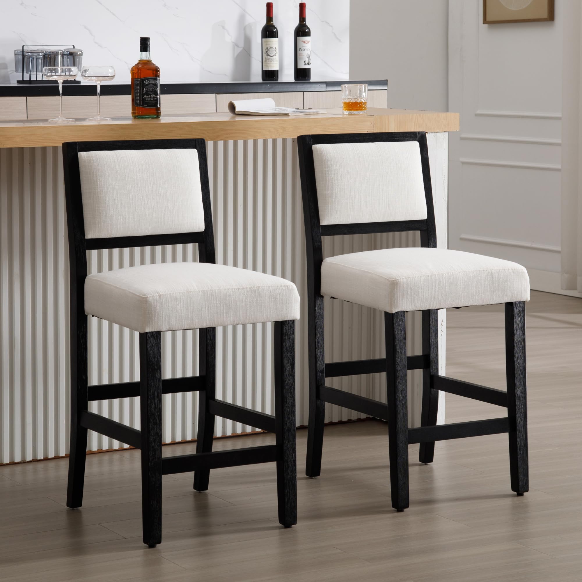 Janoray Farmhouse Upholstered Counter Stools Set of 2 - 57472CS