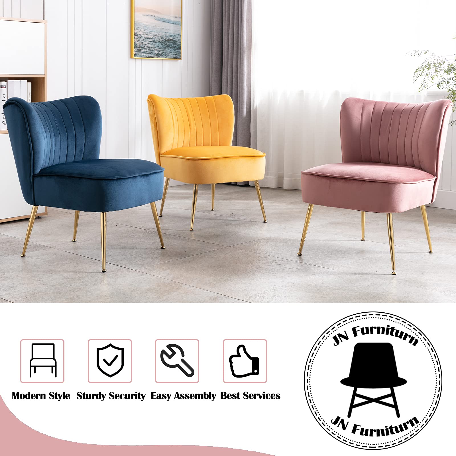 CHICAURA Mid Century Armless Accent Chair Set of 2 - XXX6AC