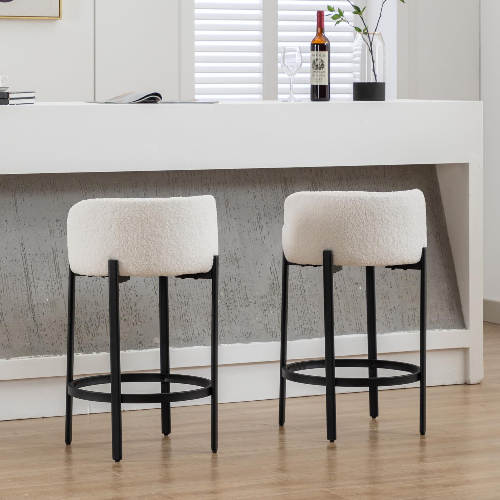VESCASA 26"H Low Back Counter Height Bar Stools Set of 2 - 5108CS